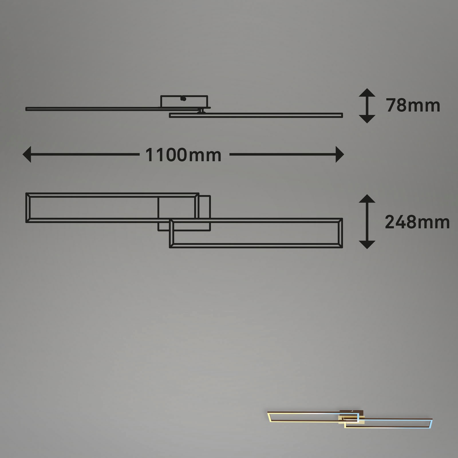 Briloner Leuchten LED Deckenleuchte »3145017 FRAME«, Leuchtmittel LED-Board | LED fest integriert, CCT, RGB, Memory-/Nachtlichtfunktion, Fernbedienung, gold-braun