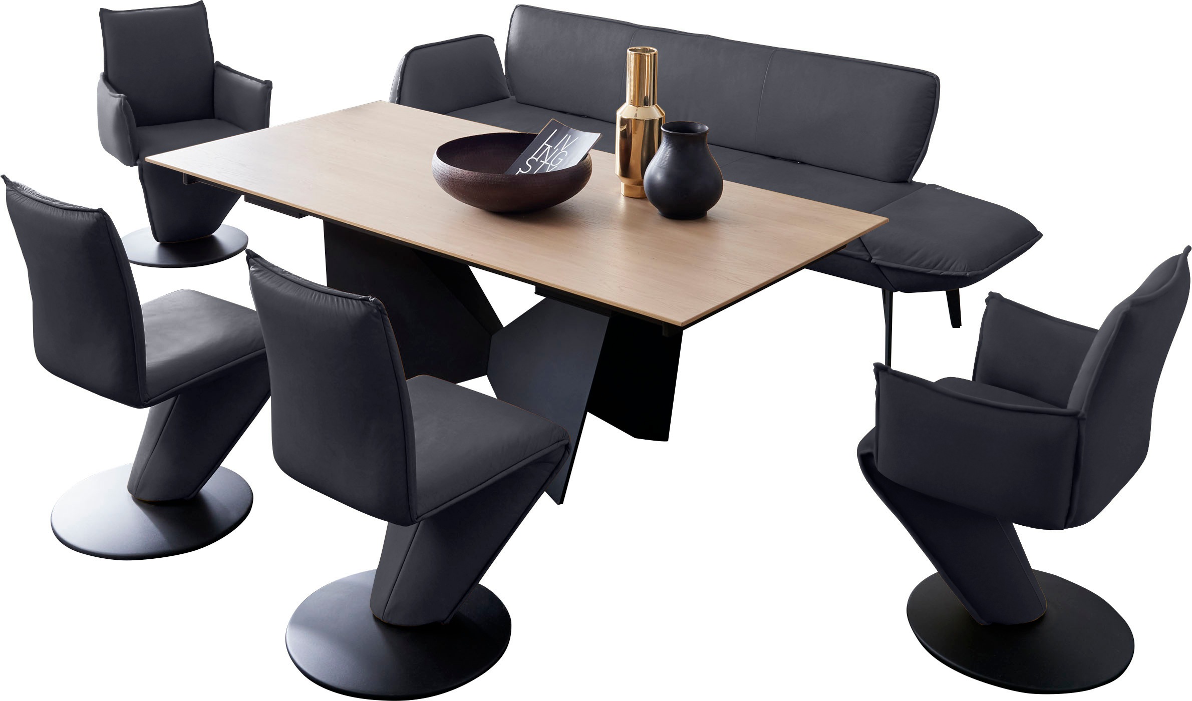 K+W Komfort & Wohnen Essgruppe »Drive«, (Set, 6 tlg.), 2 Drehstühle, 2 Dreh günstig online kaufen