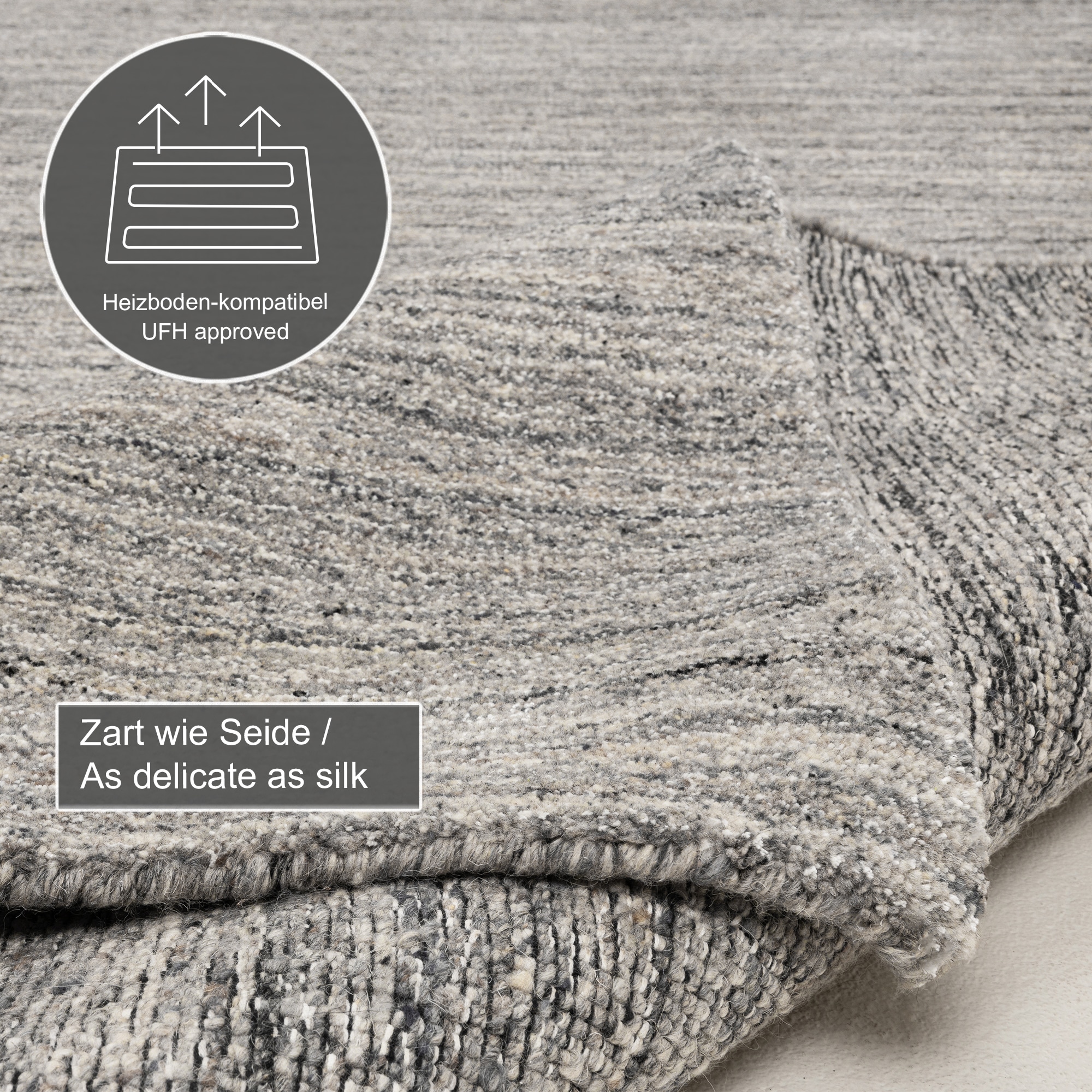 THEKO Teppich »San Diego« rechteckig 13 mm Höhe handgewebt, 60% Wolle, Knüpfoptik, meliert, leichter seidiger Glanz