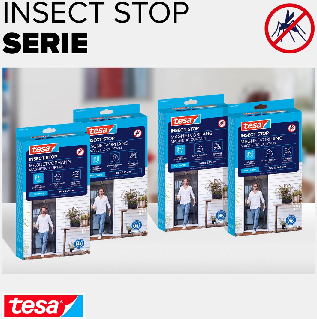 tesa Insektenschutz-Vorhang »Magnetvorhang - selbstschließend - Insektenschutzvorhang« Packung, Magnetvorhang, selbstklebendes Klettband, 1 Stk. tlg. INSECT STOP zur einfachen Montage ohne Bohren - 2,2 m x 1,0 m