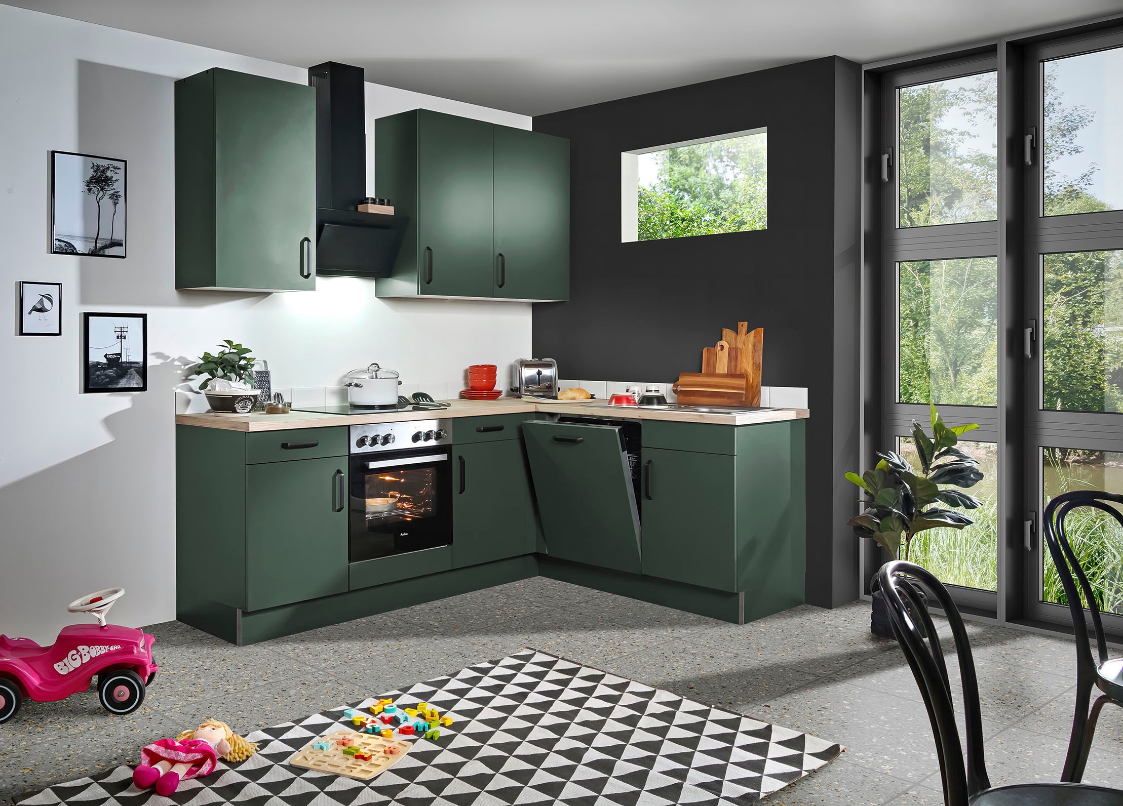 wiho Küchen Winkelküche »"Simi", mit verstellbaren Füßen, wahlweise mit E-G günstig online kaufen