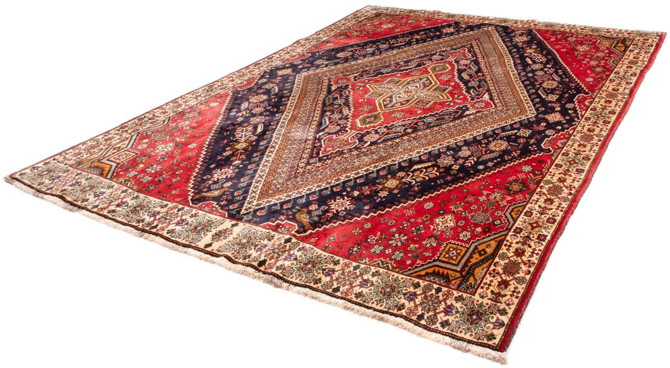 Wollteppich „Shiraz Medaillon Rosso 315 x 220 cm“, rechteckig, Unikat mit Zertifikat Rot 10 mm B/L: 220 cm x 315 cm – 10 mm