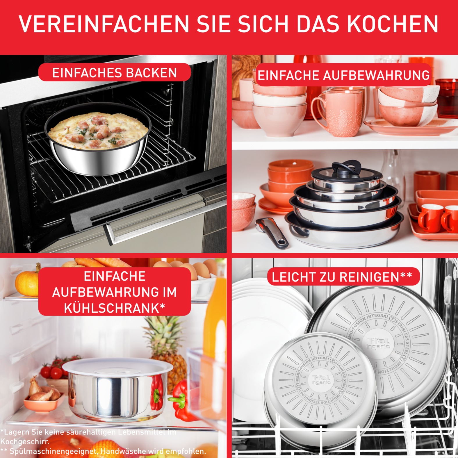 Tefal Pfannen-Set »Ingenio Preference«, Edelstahl, (Set, 3 tlg., Tefal Inge günstig online kaufen