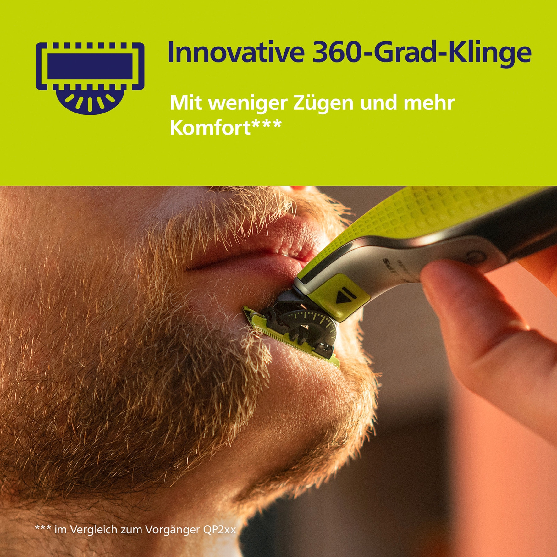 Philips Ersatzscherteile »OneBlade 360«, (4 St.), nass und trocken einsetzbar, hält bis zu 4 Monate