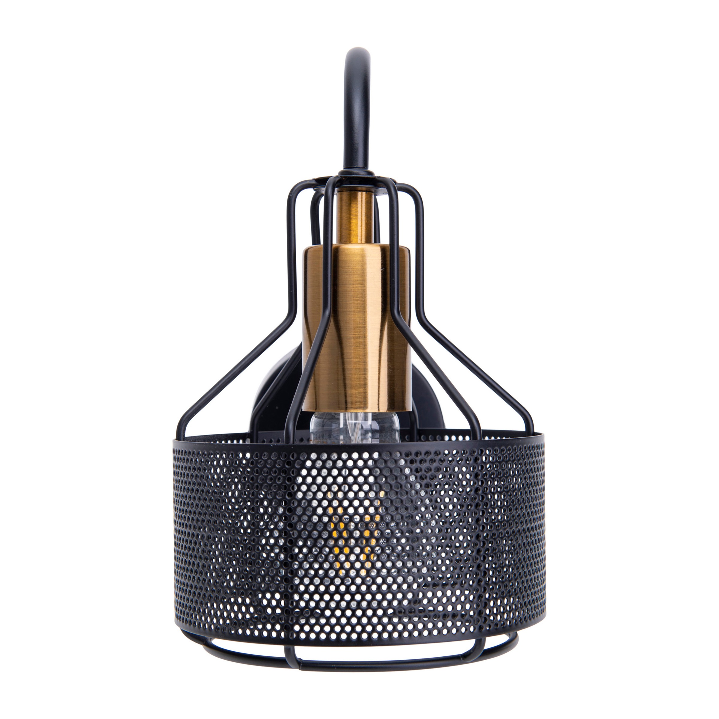 näve LED Wandstrahler »Foro« E27 1 Stk. 1er Wandspot, schwarz, Fassung golden, exkl. E27, aus Eisen, H: 23cm
