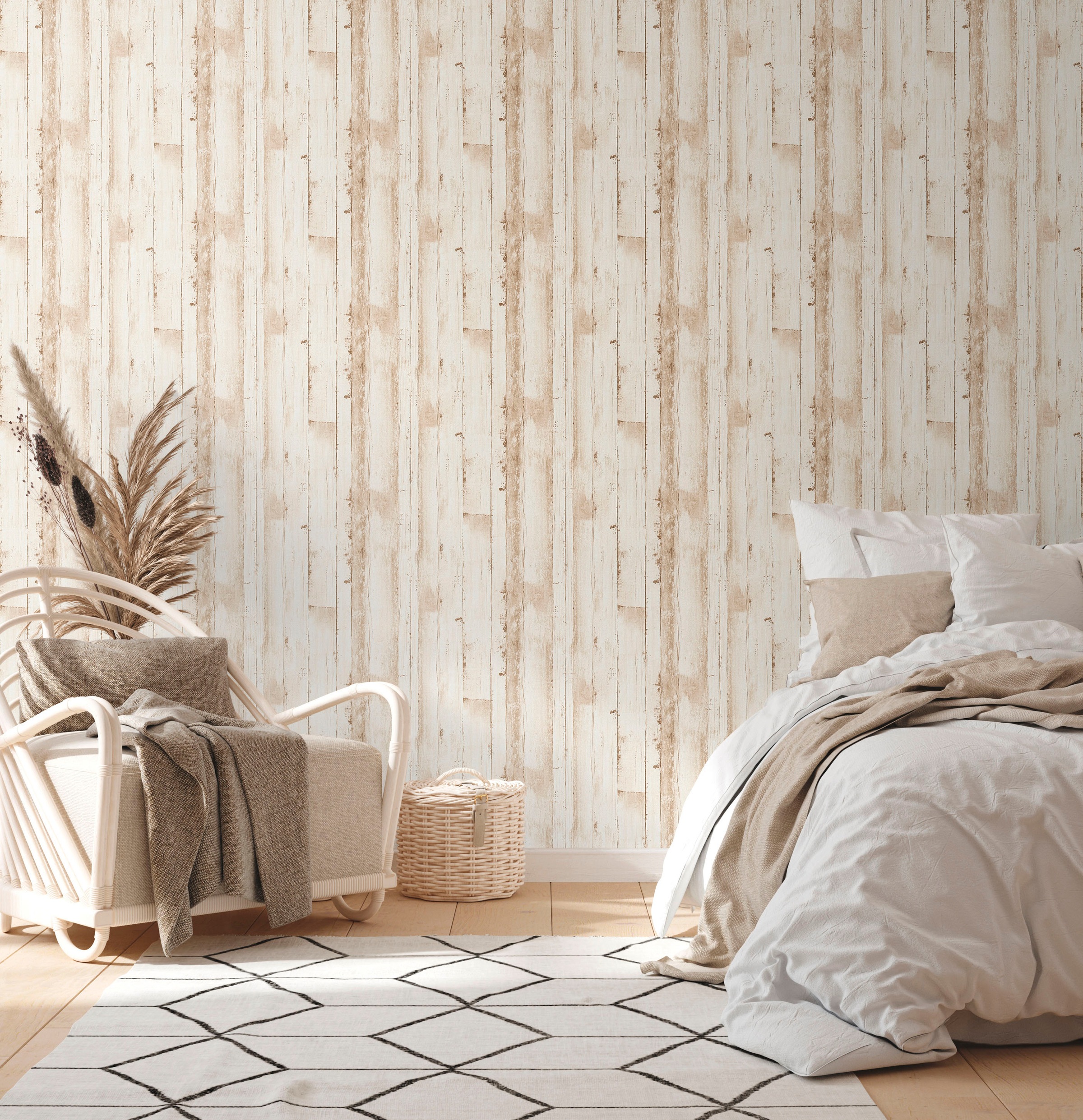 A.S. Création Vliestapete »Natural Living Holztapete«, matt-gemustert-neutral, PVC-Frei ressourcenschonend skandinavische Tapeten Wohnzimmer