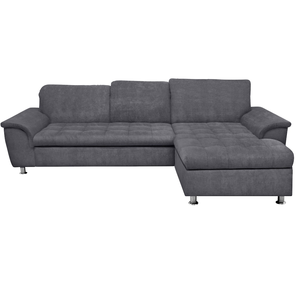 DOMO collection Ecksofa »Franzi Steppung im Sitzbereich B7T/H: 278/162/80 cm, Schlafsofa«, wahlweise mit Bettfunktion, Bettkasten und Kopfteilverstellung