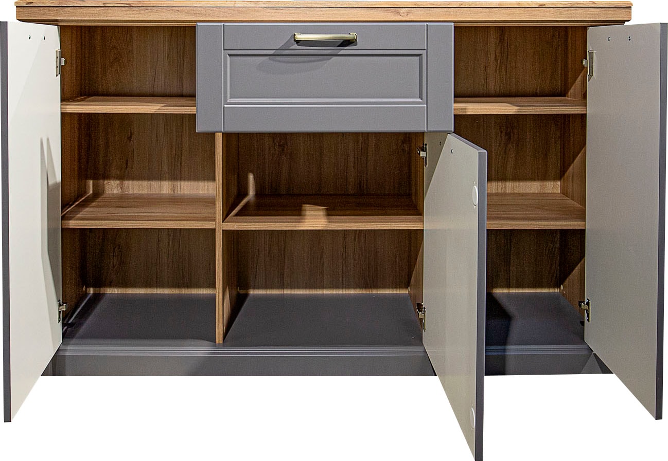Home affaire Kombikommode »Tara, im klassischen Landhausstil, FSC-zertifiziert, in 2 Größen«, (Soft-Close-Funktion, goldfarbene Metallgriffe, Innendekor Holzoptik), lackiert mit wasserbasiertem UV-Lack, unempfindlich und kratzfest