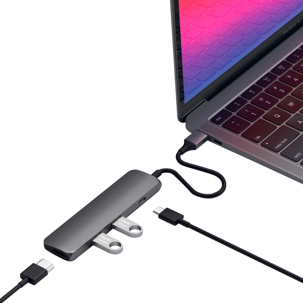 Satechi Adapter »Type-C Slim Multi-Port 4K Pass-through«, 12 cm