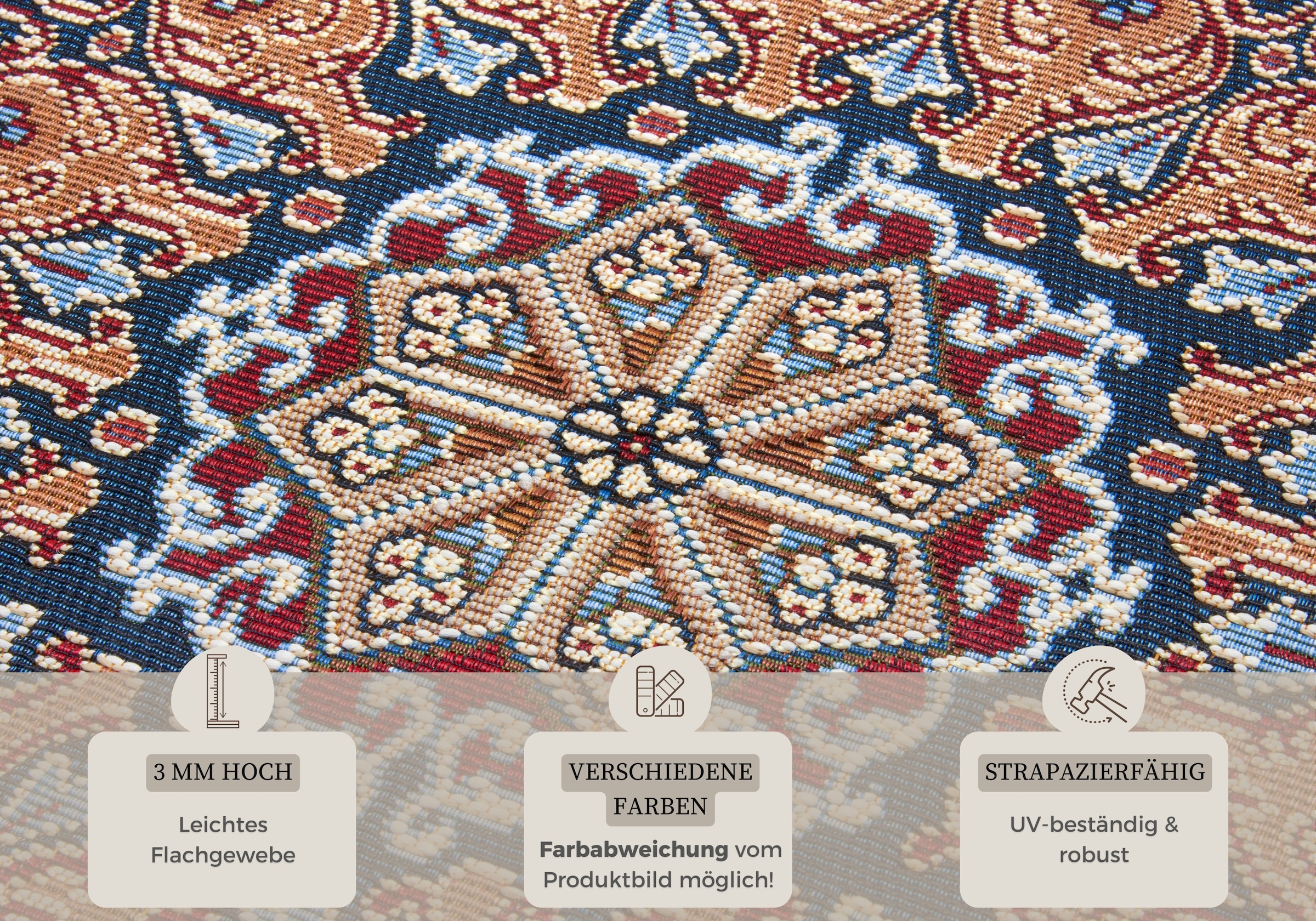 HANSE Home Teppich »Kadi«, rechteckig, 3 mm Höhe, In-& Outdoor, Teppich, Wetterfest, Balkon, Garten, Wohnzimmer, Orient