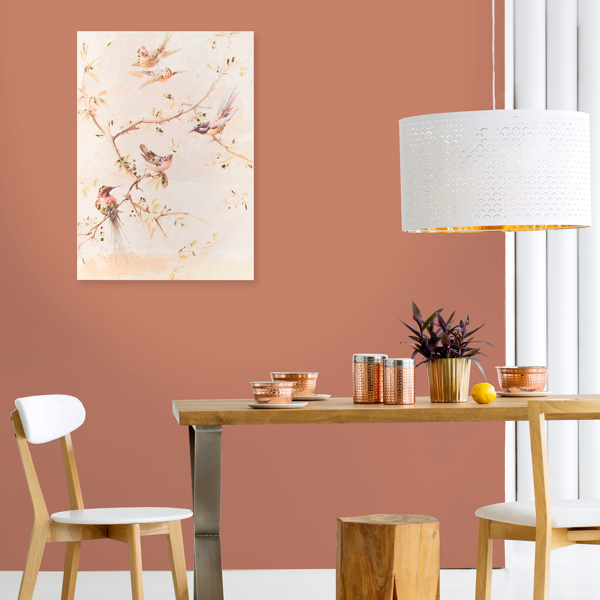 Art for the home Leinwandbild »Vogel« 1 Stk. tlg. Handgemalt Wandbild Gold Metallic 50x70cm