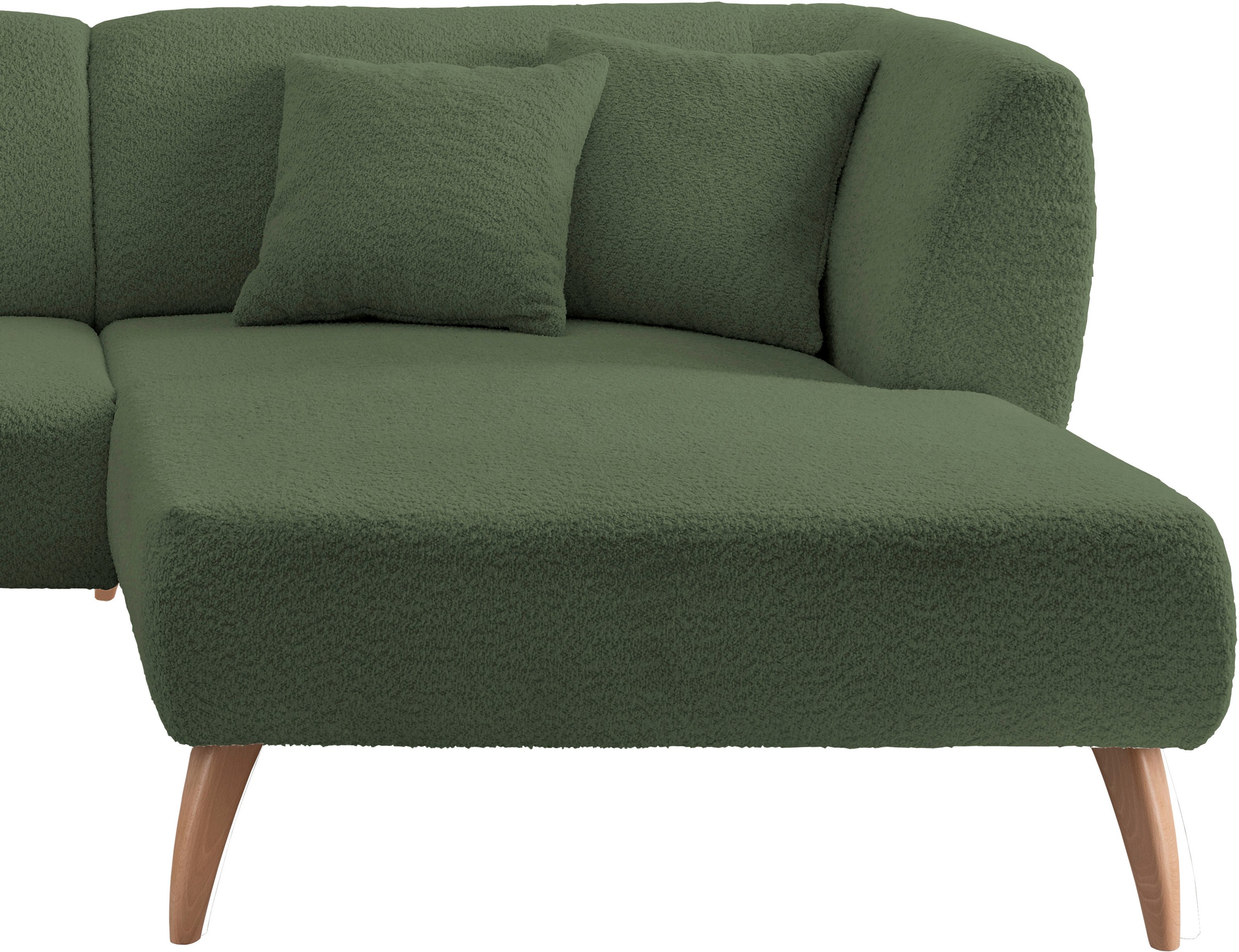 INOSIGN Ecksofa »Colori L-Form«, Holzfußfarbe wählbar, inkl. 4x Zierkissen