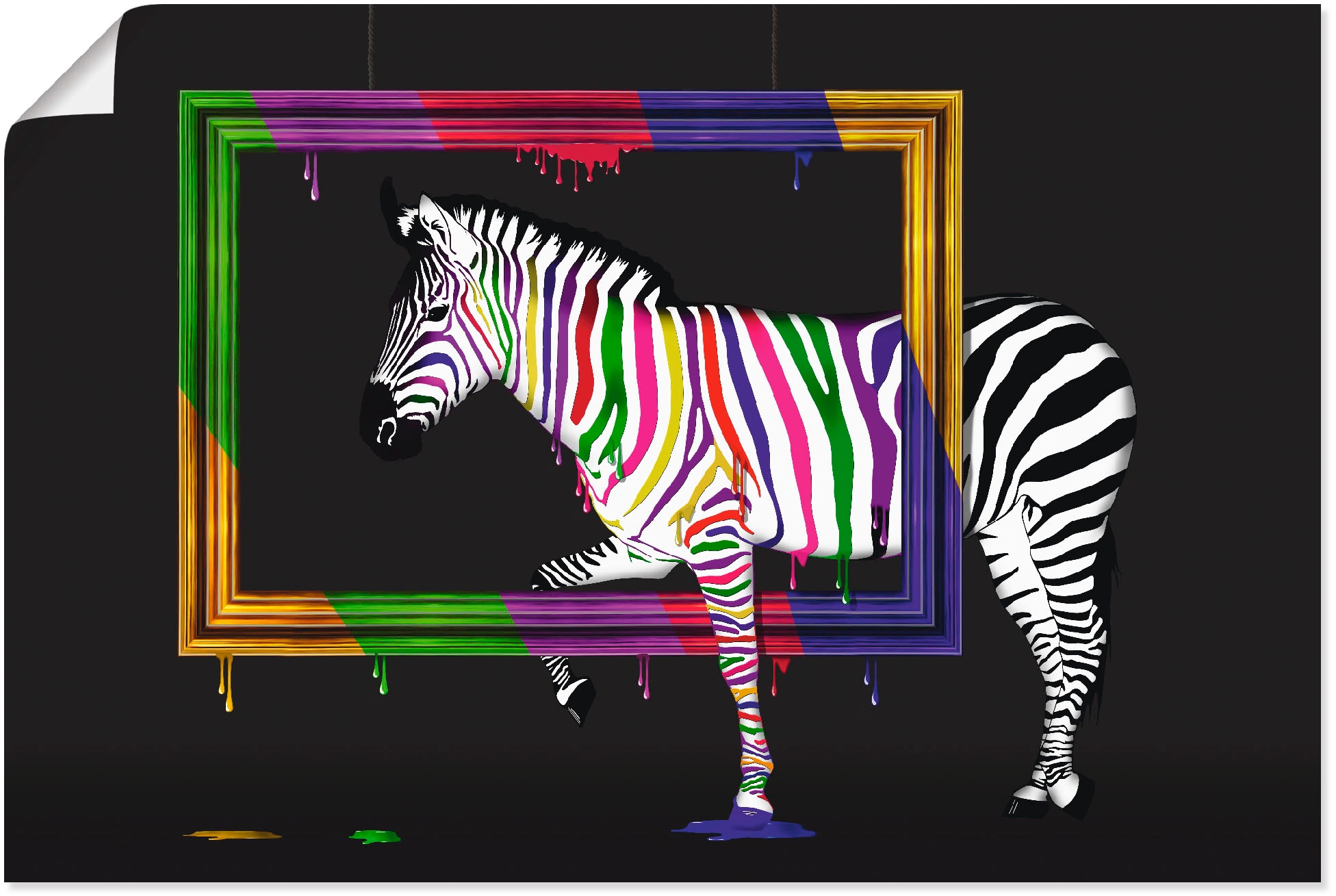 Artland Wandbild "Das Regenbogen Zebra", Animal Fantasy, (1 St.), als Leinw günstig online kaufen