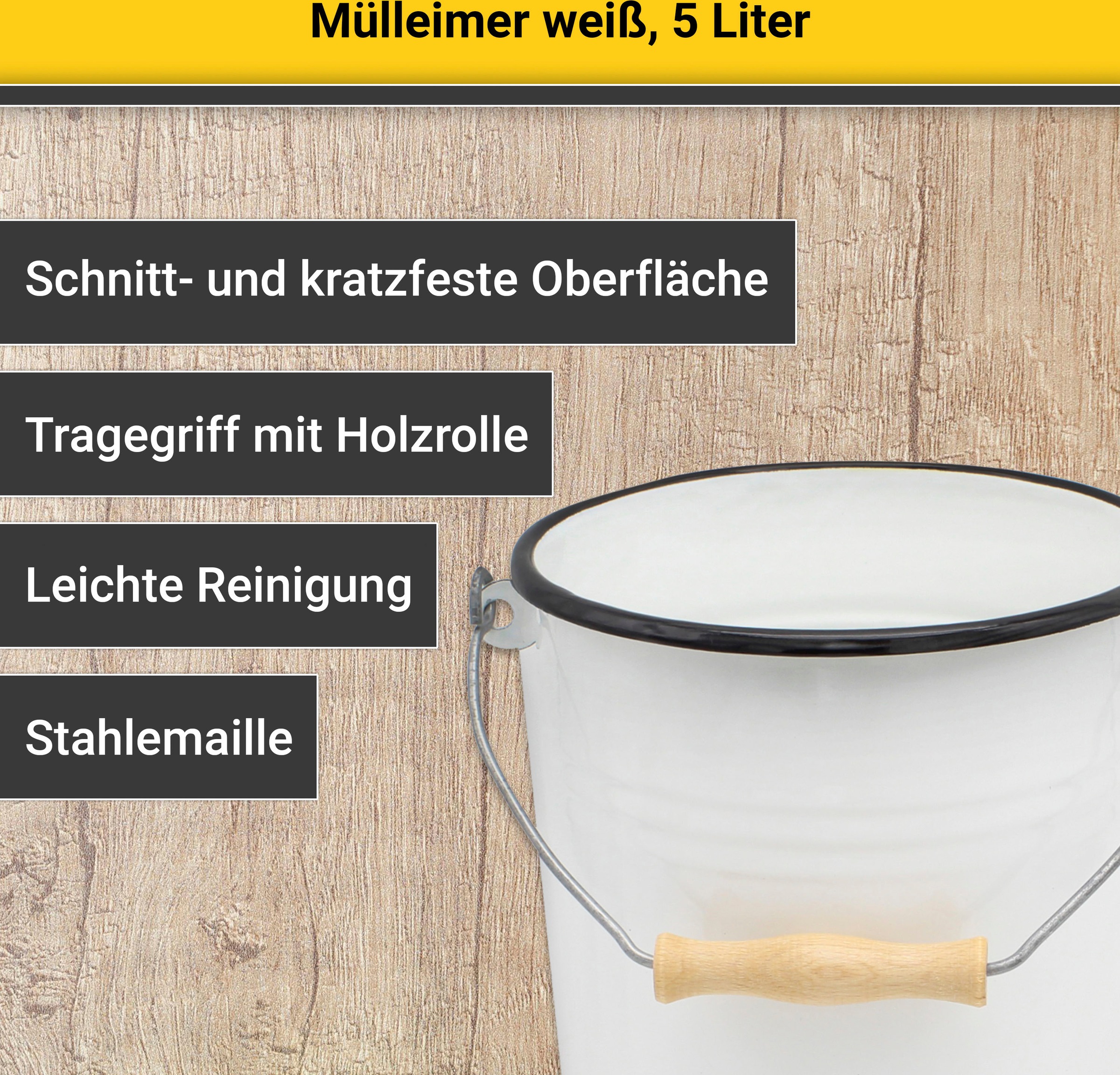Krüger Mülleimer »Emaille Mülleimer mit Deckel Serie Rio«, schnitt- / kratz günstig online kaufen