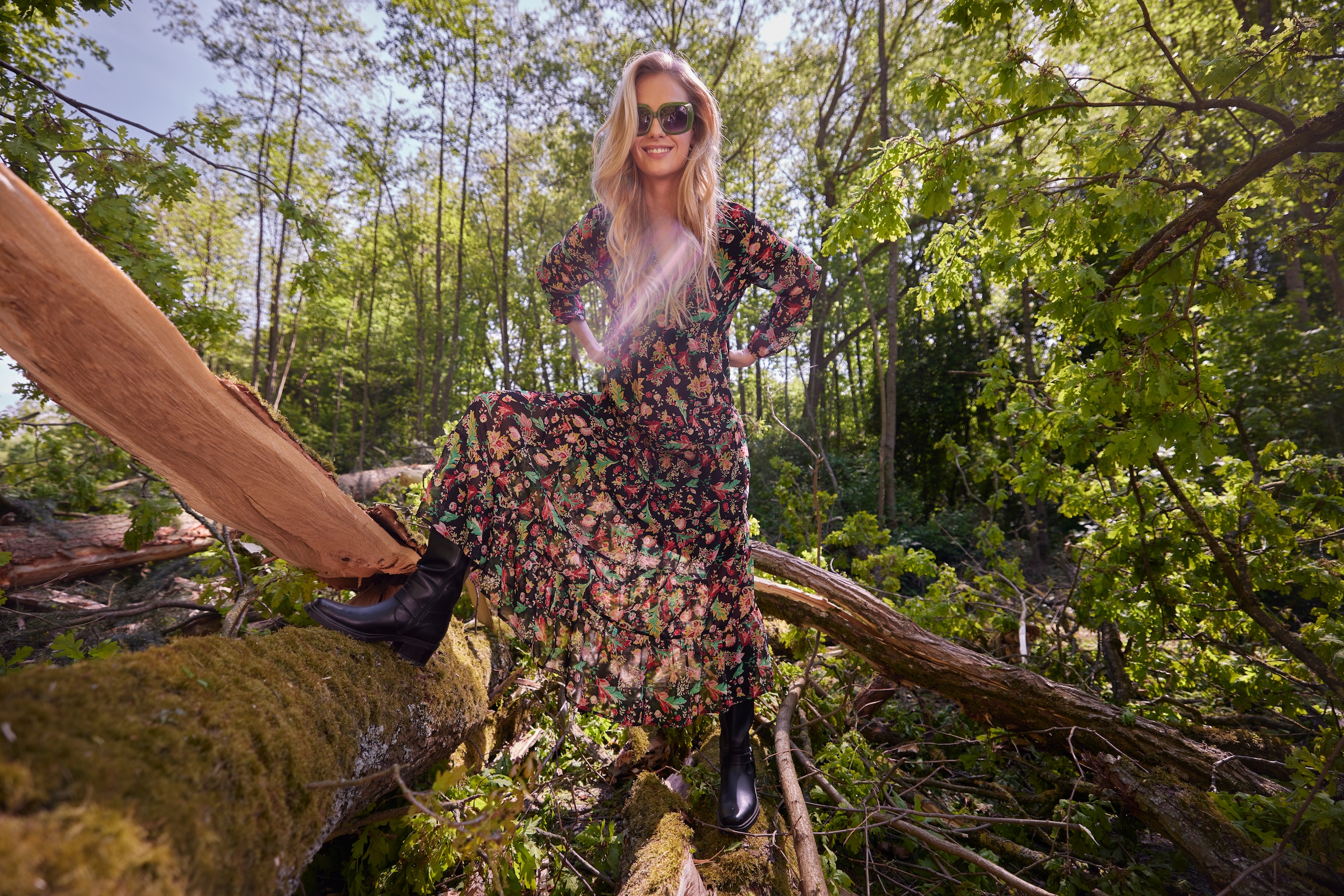 Aniston CASUAL Maxikleid, mit farbenfrohem Blumendruck - jedes Teil ein Unikat - NEUE KOLLEKTION