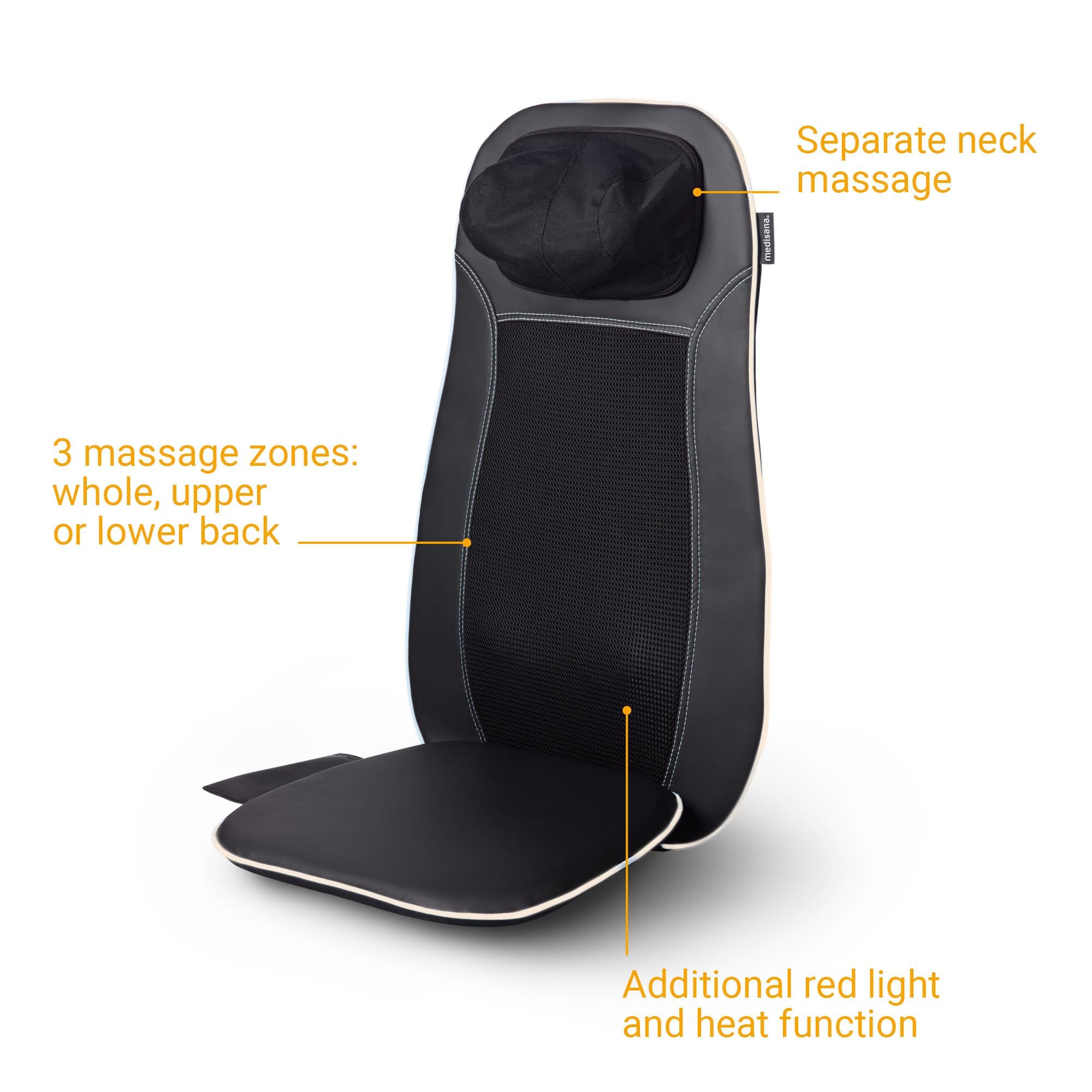 Medisana Shiatsu-Massagesitzauflage »MCN 88930«, 3 Massagezonen, Nackenmassage, Rotlicht-/Wärmefunktion, waschb. Bezug