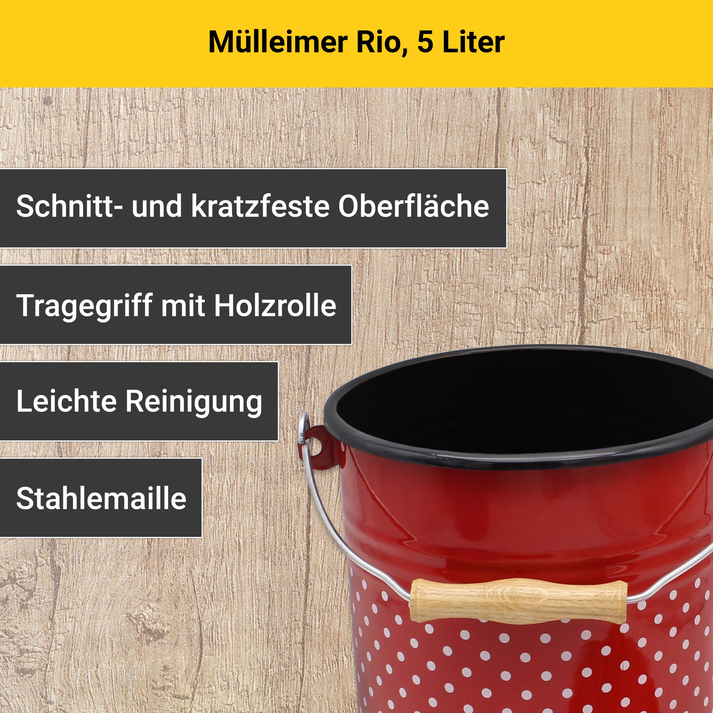 Krüger Mülleimer »Emaille Mülleimer mit Deckel Serie Rio«, schnitt- / kratz günstig online kaufen