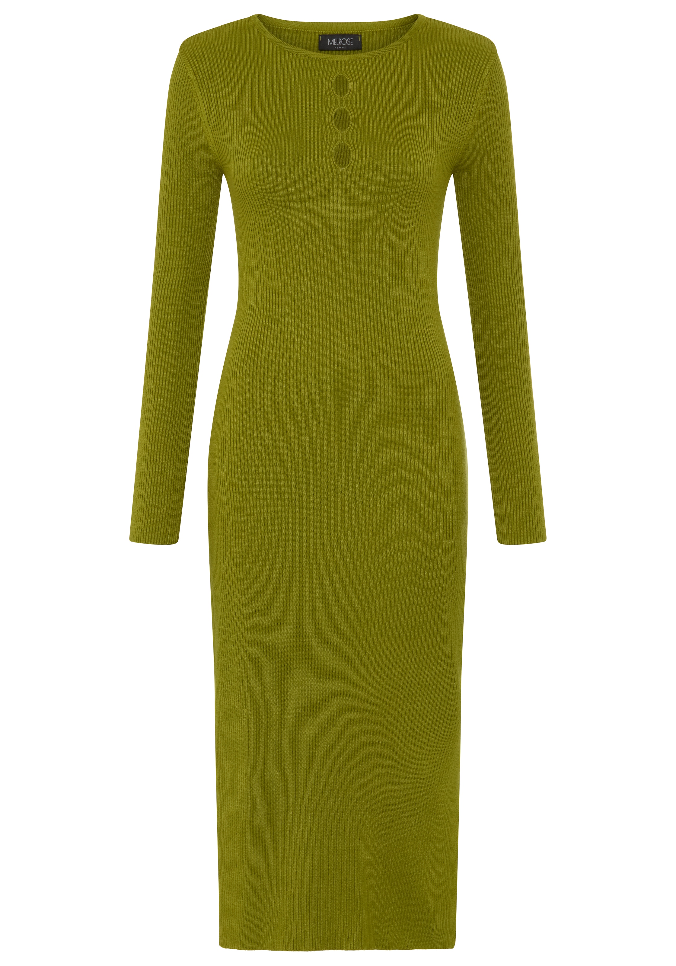 Melrose Strickkleid in Midi-Länge mit femininen Cut-Outs und seitlichem Schlitz