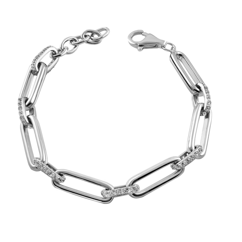 FIRETTI Armband »Schmuck Geschenk Silber 925 Armschmuck Armkette Ankerkette« mit Zirkonia (synth.) silberfarben-kristallweiß + kristallweiß 22,5 cm...