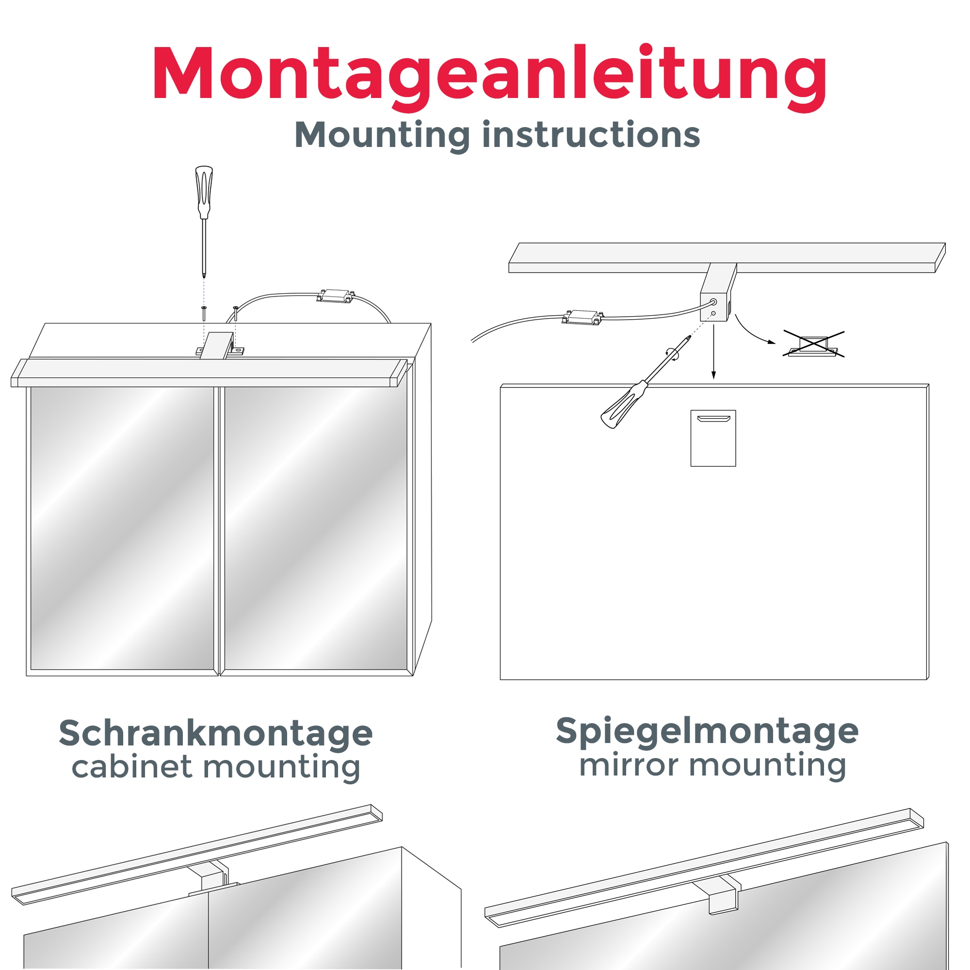 B.K.Licht Spiegelleuchte »BKL1405 Spiegellampe Bad, neutralweiße Lichtfarbe, klemmbar«, 1 flammig, Leuchtmittel LED-Modul | LED fest integriert, Badezimmerlampe, 4.000K, 30x10,3x3,6 cm, Schwarz