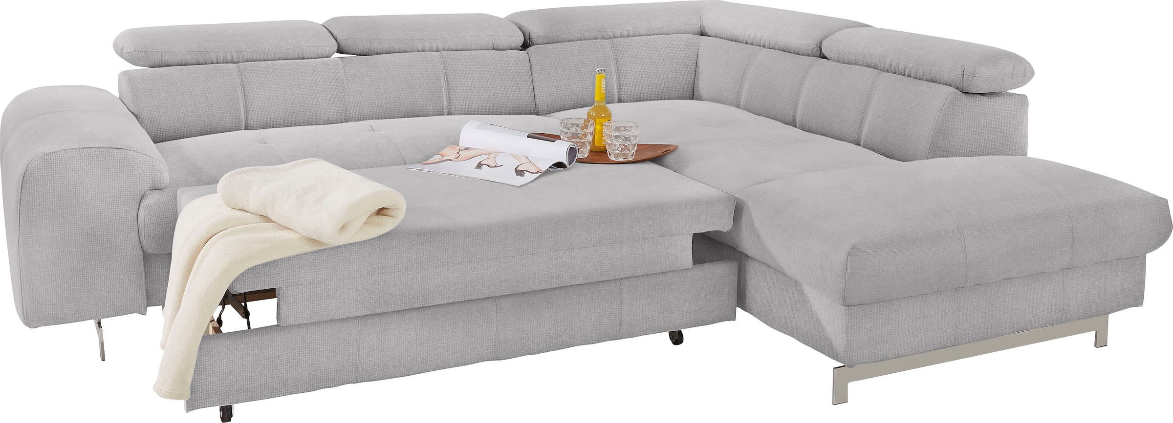 COTTA Polstergarnitur »Chef L-Form«, (Set, 2 tlg.), Set bestehend aus: Ecksofa mit Kopfteilverstellung & Hocker