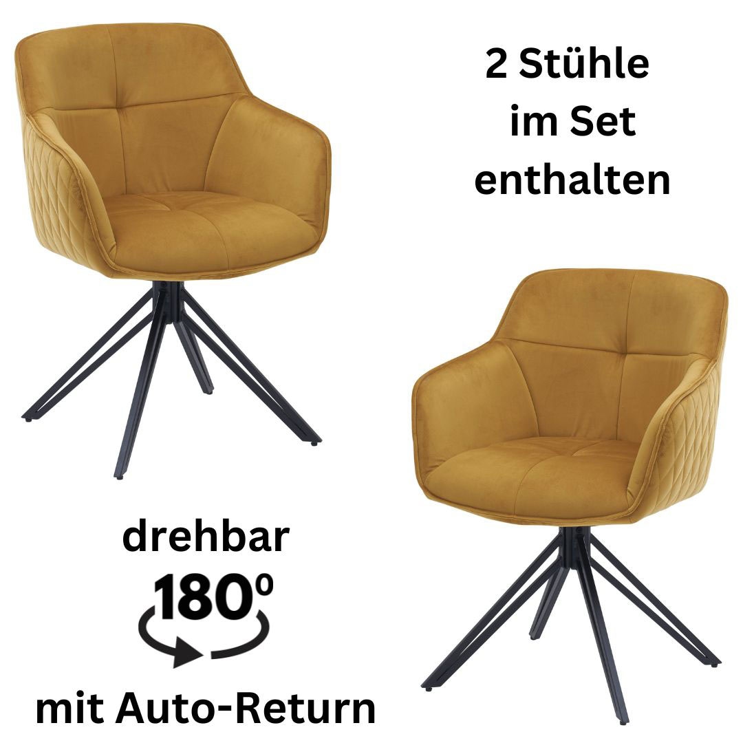 Stolkom Armlehnstuhl »Emma«, (Set), 2 St., Samt, 180 grad drehbar mit Auto- günstig online kaufen