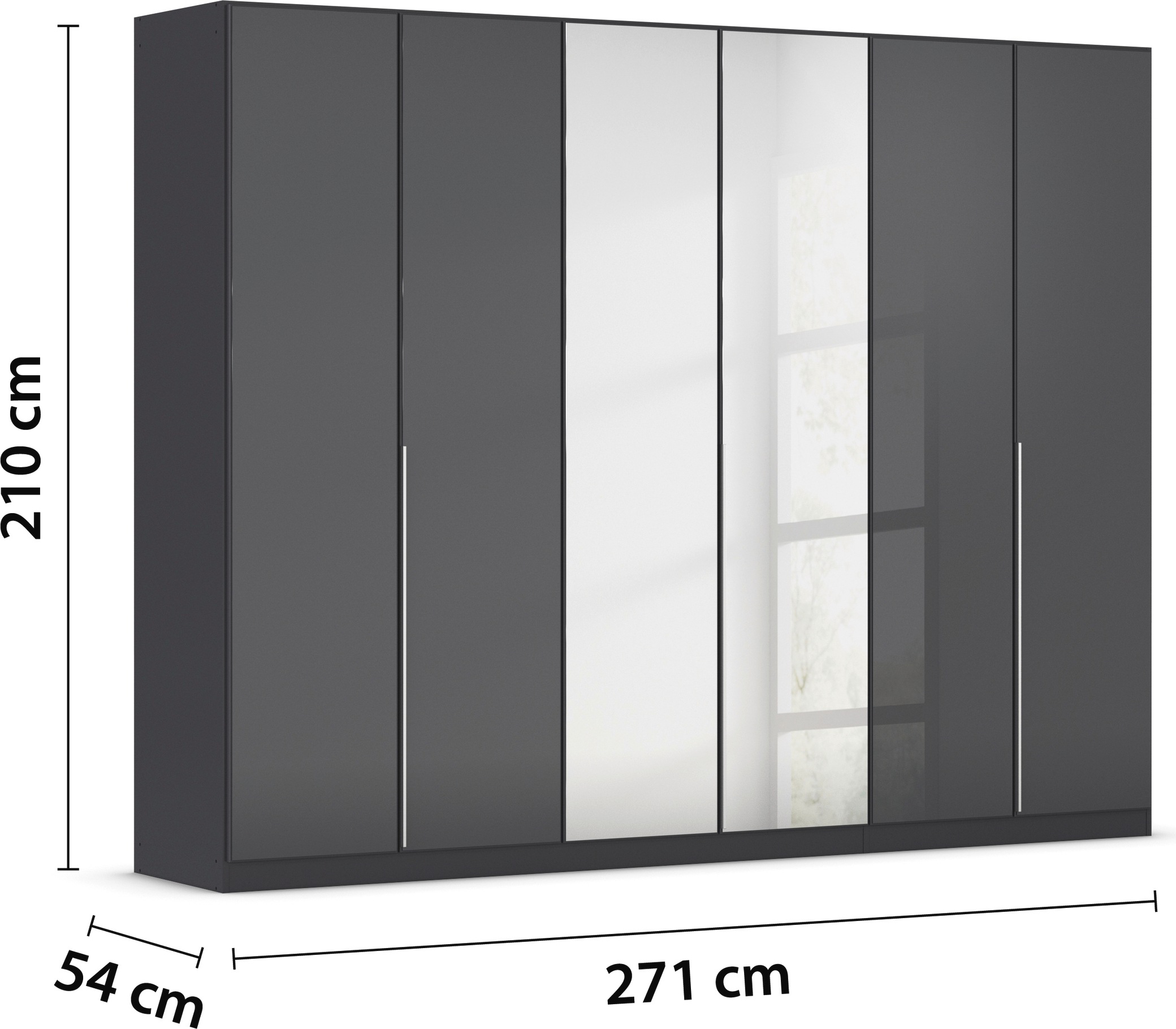rauch Drehtürenschrank »Kleiderschrank Kleiderschränke Schrank Garderobe AGORDO mit Glasfront«, (in zwei Griff-Farben), durchdachte Innenausstattung, in 6 Breiten und 2 Höhen MADE IN GERMANY