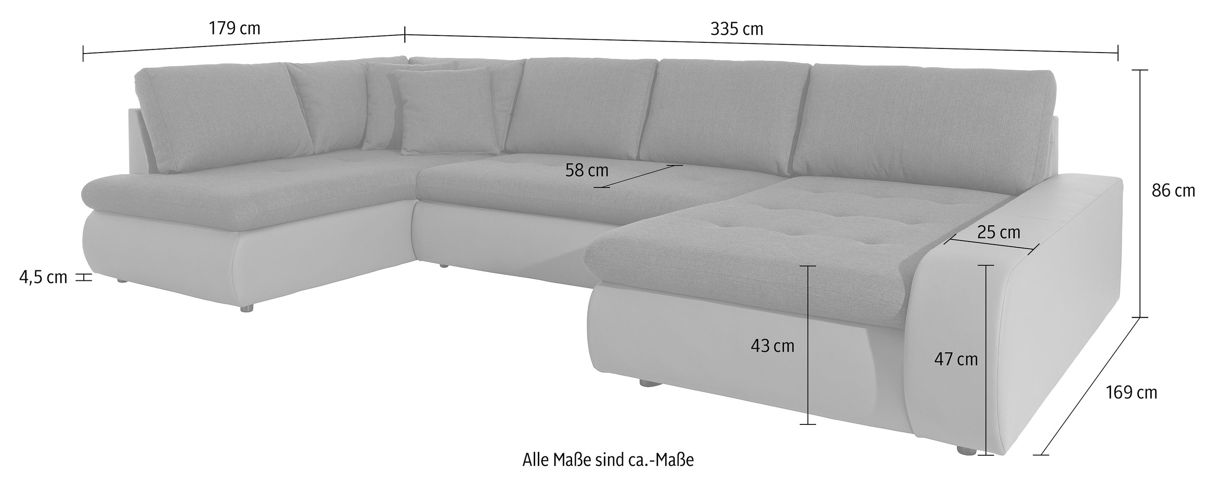 TRENDMANUFAKTUR Wohnlandschaft »Indie, toller Sitzkomfort, aufwendige Detailverarbeitung, U-Form«, wahlweise mit Bettfunktion