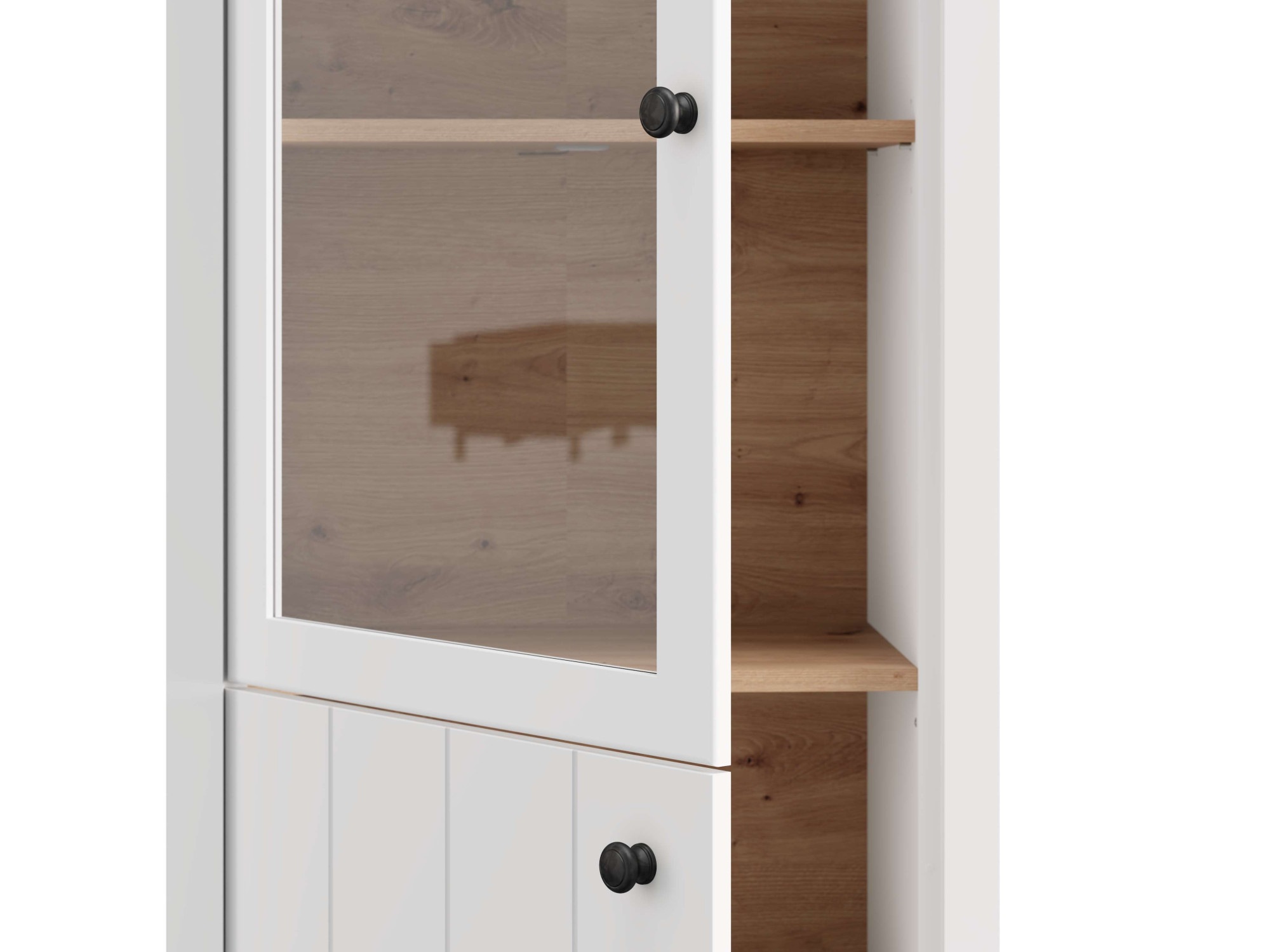Home affaire Vitrine »BEDFORD Vitrinenschrank, Glasschrank, Standvitrine, Highboard« MDF-Profil 2D ummantelt, 2 Türen & 4 Einlegeböden mit Metallgriffen