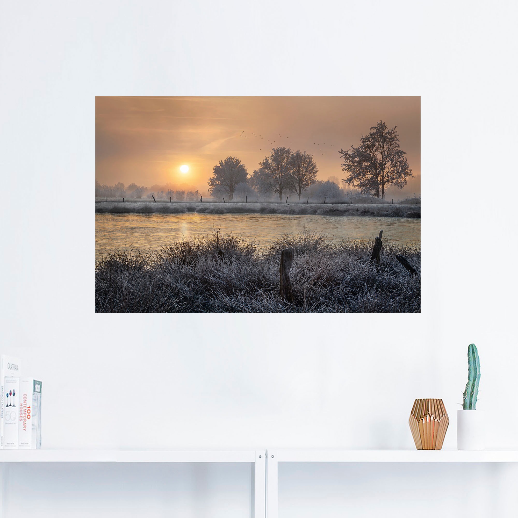 Artland Wandbild »Ein Wintertag beginnt«, Bilder vom Sonnenuntergang & -aufgang, (1 St.), als Alubild, Outdoorbild, Leinwandbild, Wandaufkleber, versch. Größen