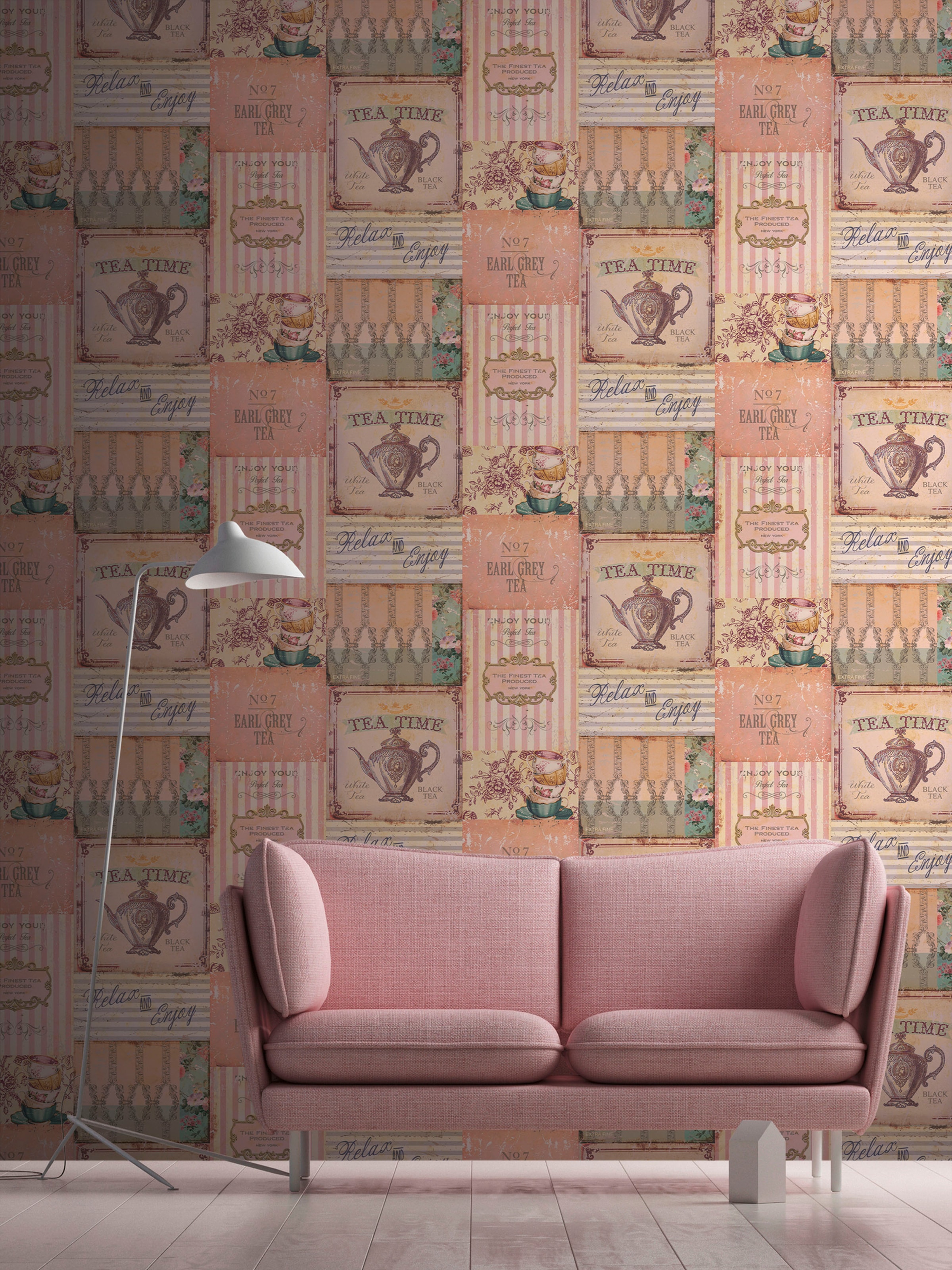 A.S. Création Vliestapete »PintWalls Landhaus Patchwork«, matt-gemustert-neutral, Küchentapete Vintagetapete Tapeten Wohnzimmer Schlafzimmer Küche Optik