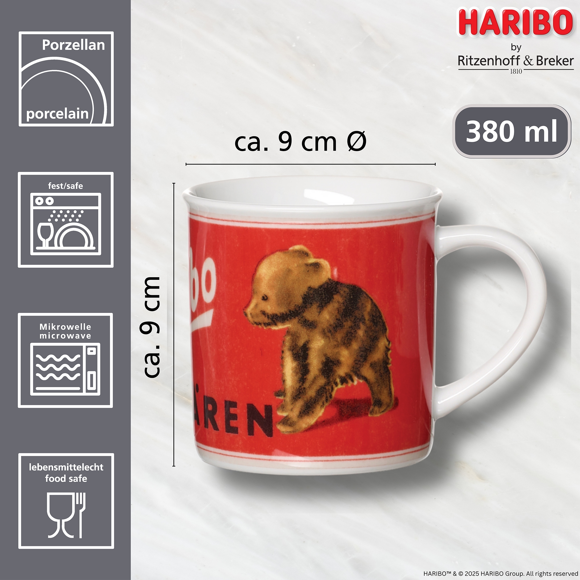 Ritzenhoff & Breker Becher »HARIBO Retro, Teddybären, 380 ml«, (1 tlg.), spülmaschinenfest