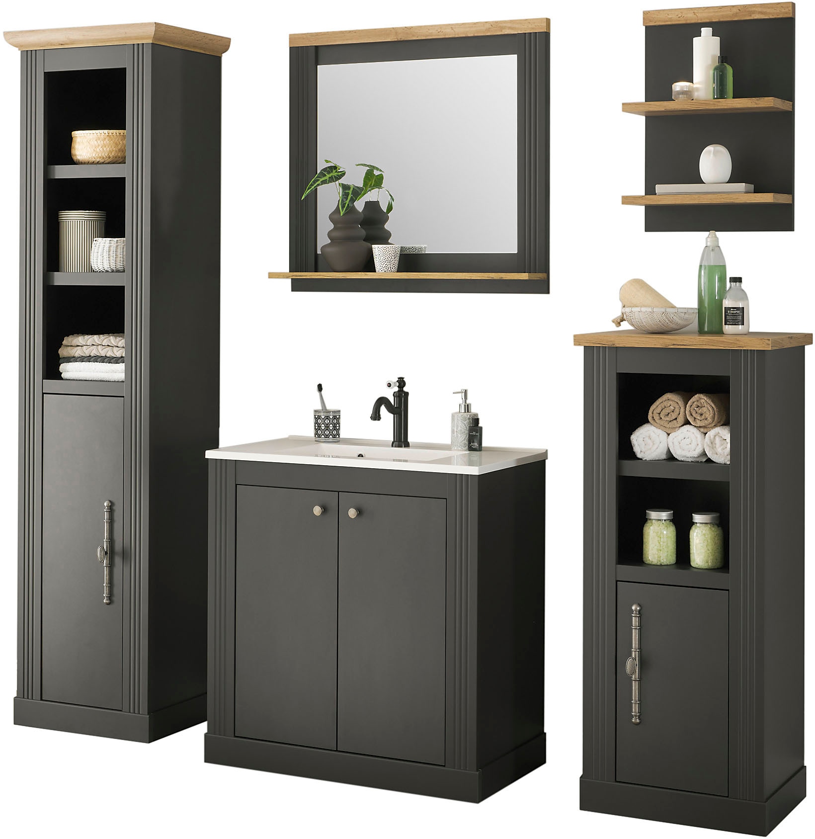 Home affaire Badmöbel-Set »WESTMINSTER, Bad im Landhausstil, 5-teiliges Bad günstig online kaufen