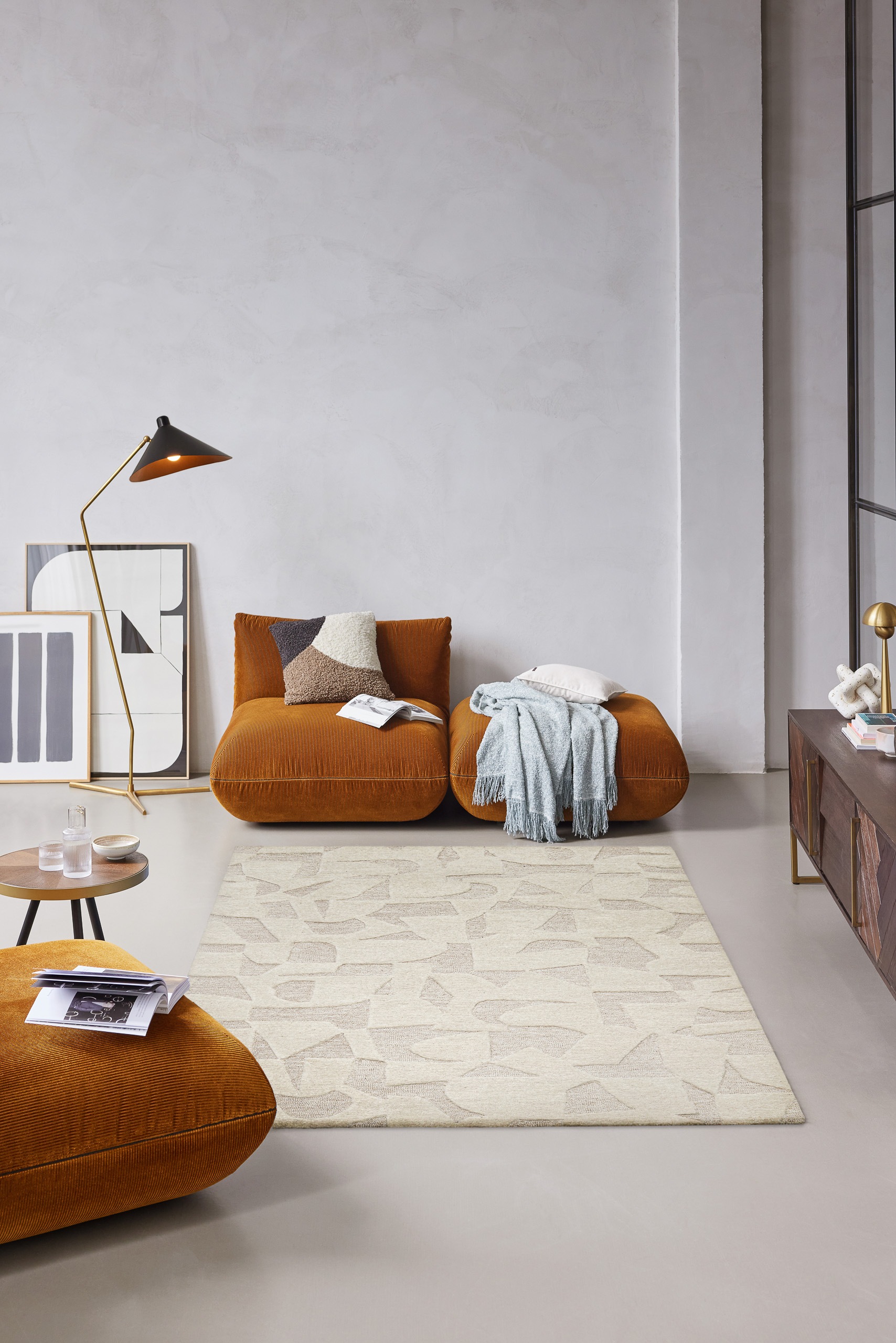 Wecon home Teppich »Ocean State«, rechteckig, 10 mm Höhe, handgefertigt, gemustert, pflegeleicht, Wolle, Wohnzimmer, Esszimmer