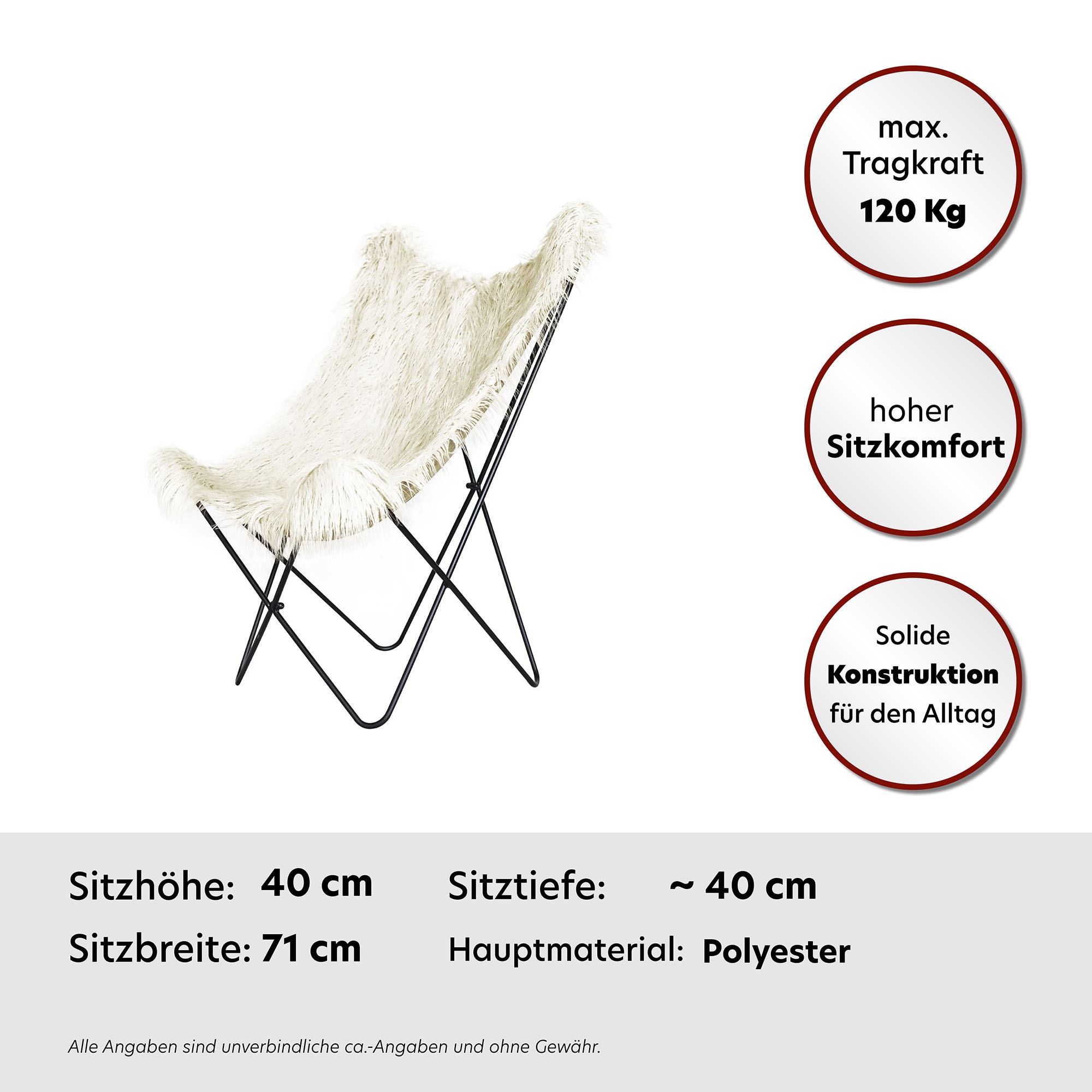 Kayoom Stuhl »Schmetterling-Stuhl Lynn 110, weicher Bezug aus Kunstfell«, 1 St., teilweise handgefertigt, für ungezwungenes Sitzen