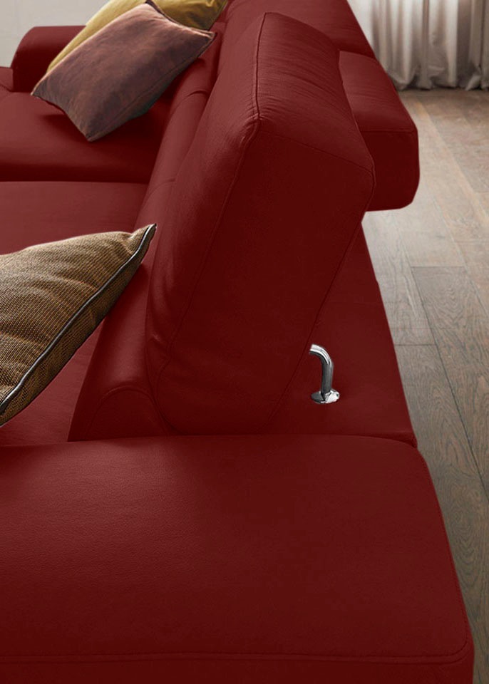 W.SCHILLIG Ecksofa »piedroo, Designsofa mit tollem Sitzkomfort, bequem und elegant, L-Form«, Kopfteilverstellung, wahlweise mit Sitztiefenverstellung, Breite 343cm