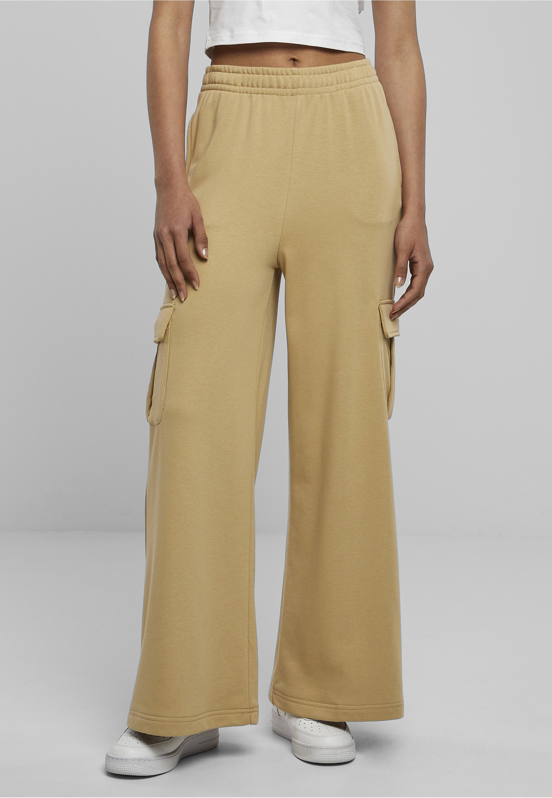 URBAN CLASSICS Cargohose »Urban Classics Damen Ladies Highwaist Wide Leg Cargo Terry Pants«