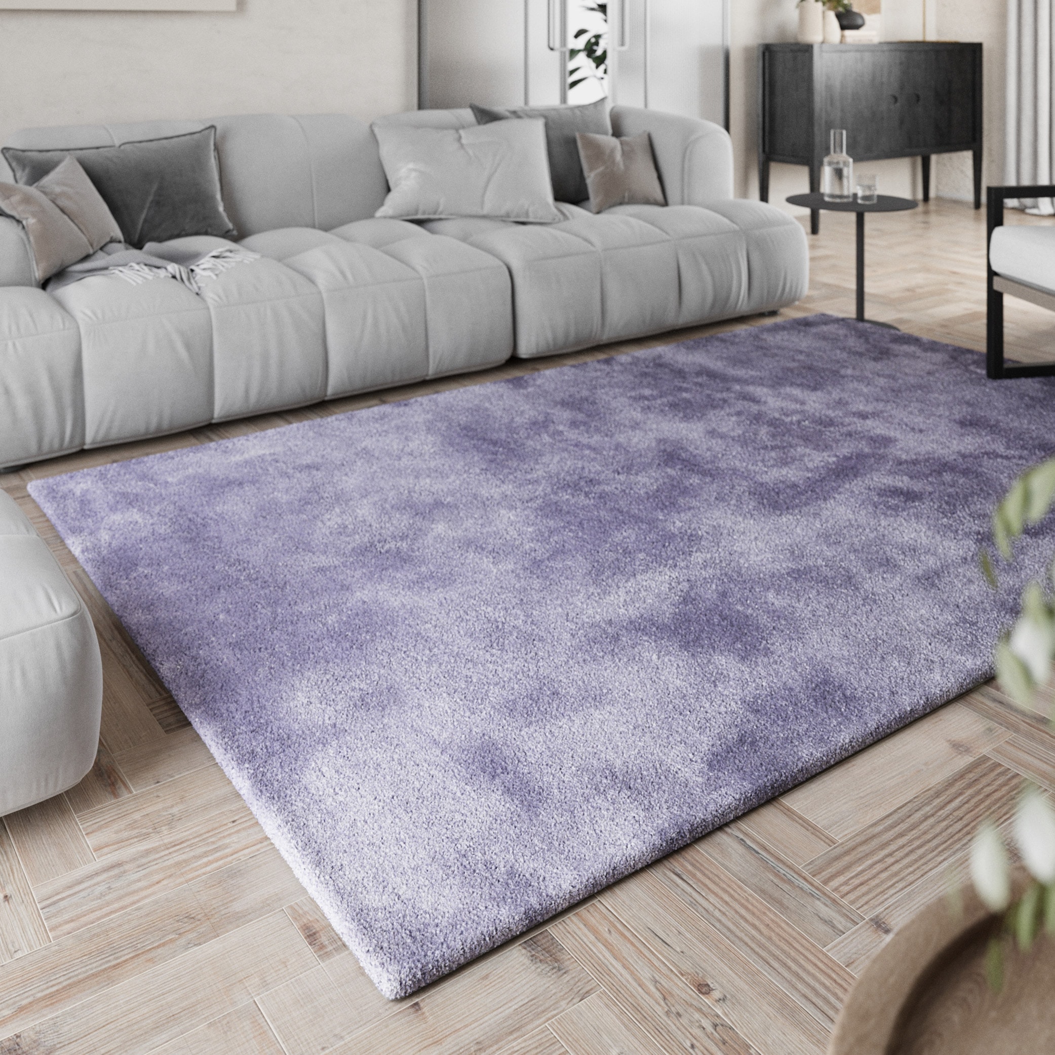 Homie Living Teppich »Pisa«, rund, 25 mm Höhe, Hochflor, Microfaser, uni, weich, Shaggy, Wohnzimmer, Schlafzimmer