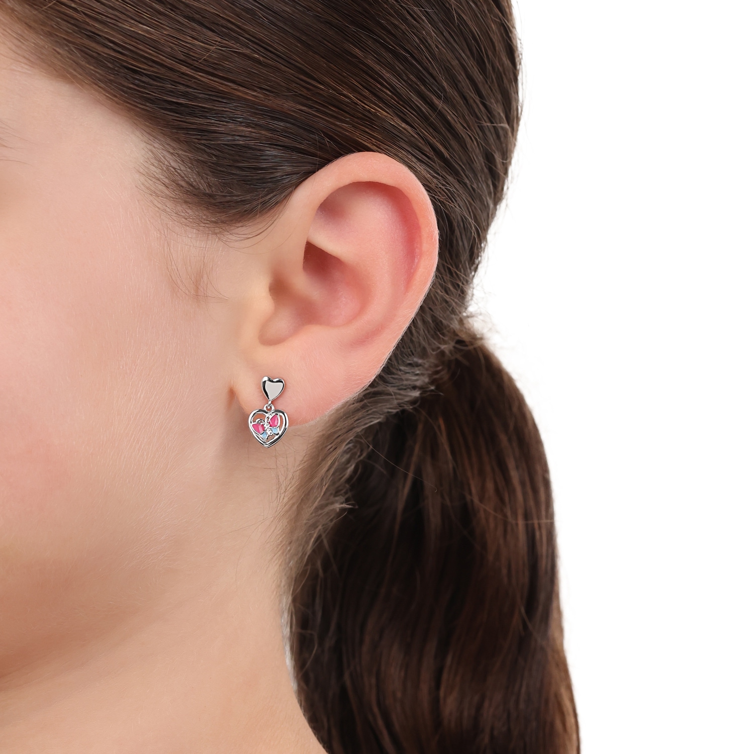 Prinzessin Lillifee Paar Ohrhänger »Herzen/Schmetterling-Optik, 2039758«, mit Zirkonia (synth.)