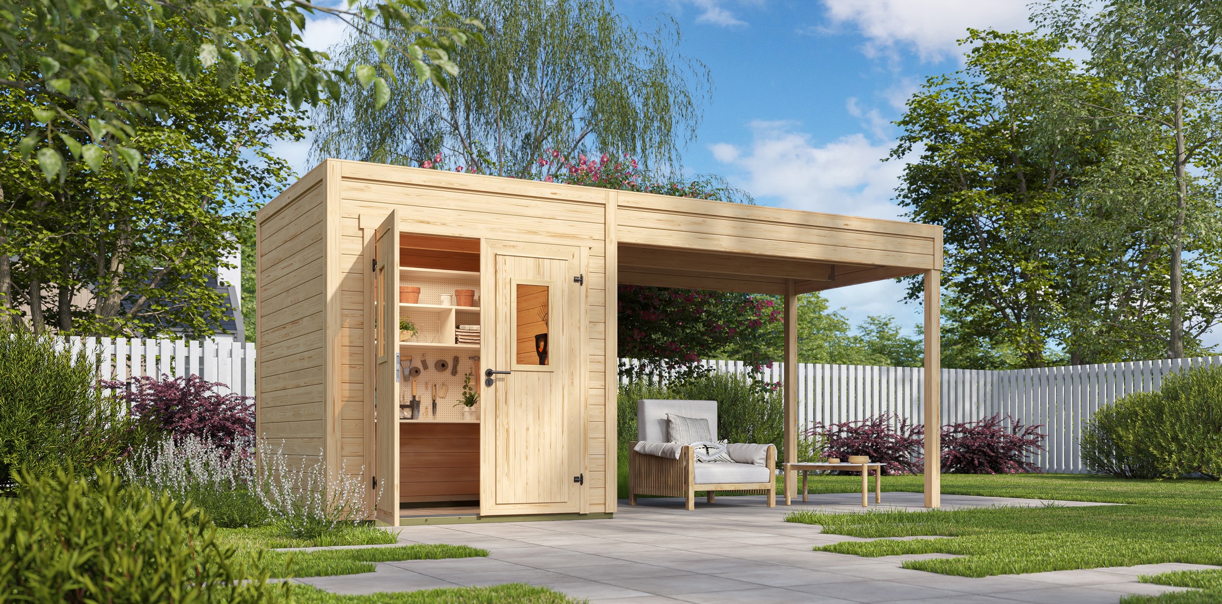 Nordic Holz Gartenhaus-Anbaudach »FELIX_FYNN 1_1,5 A«, Flachdach