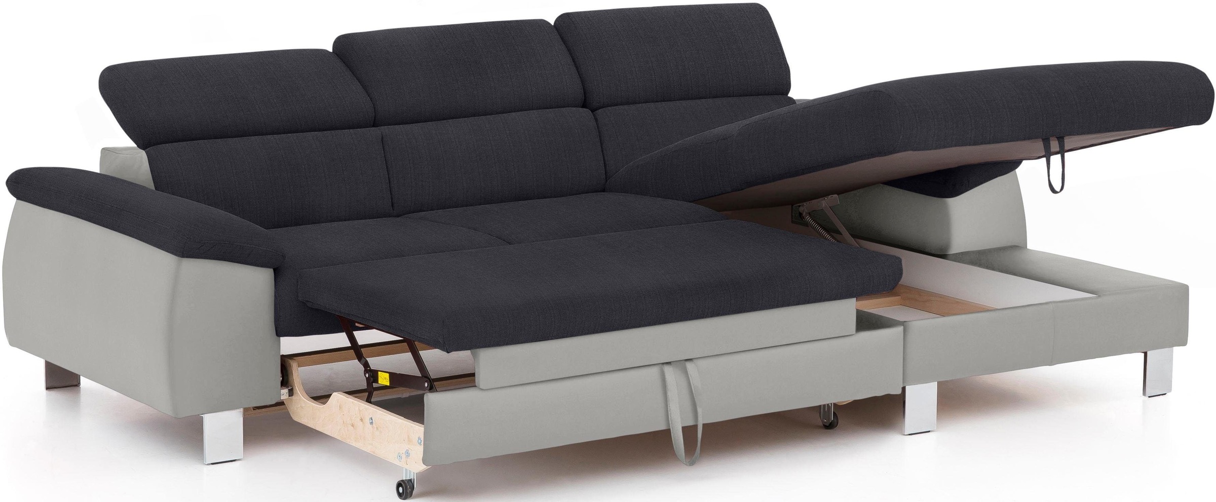 COTTA Polstergarnitur »Komaris L-Form«, (Set), Set bestehend aus: Ecksofa mit Kopfteilverstellung & Hocker