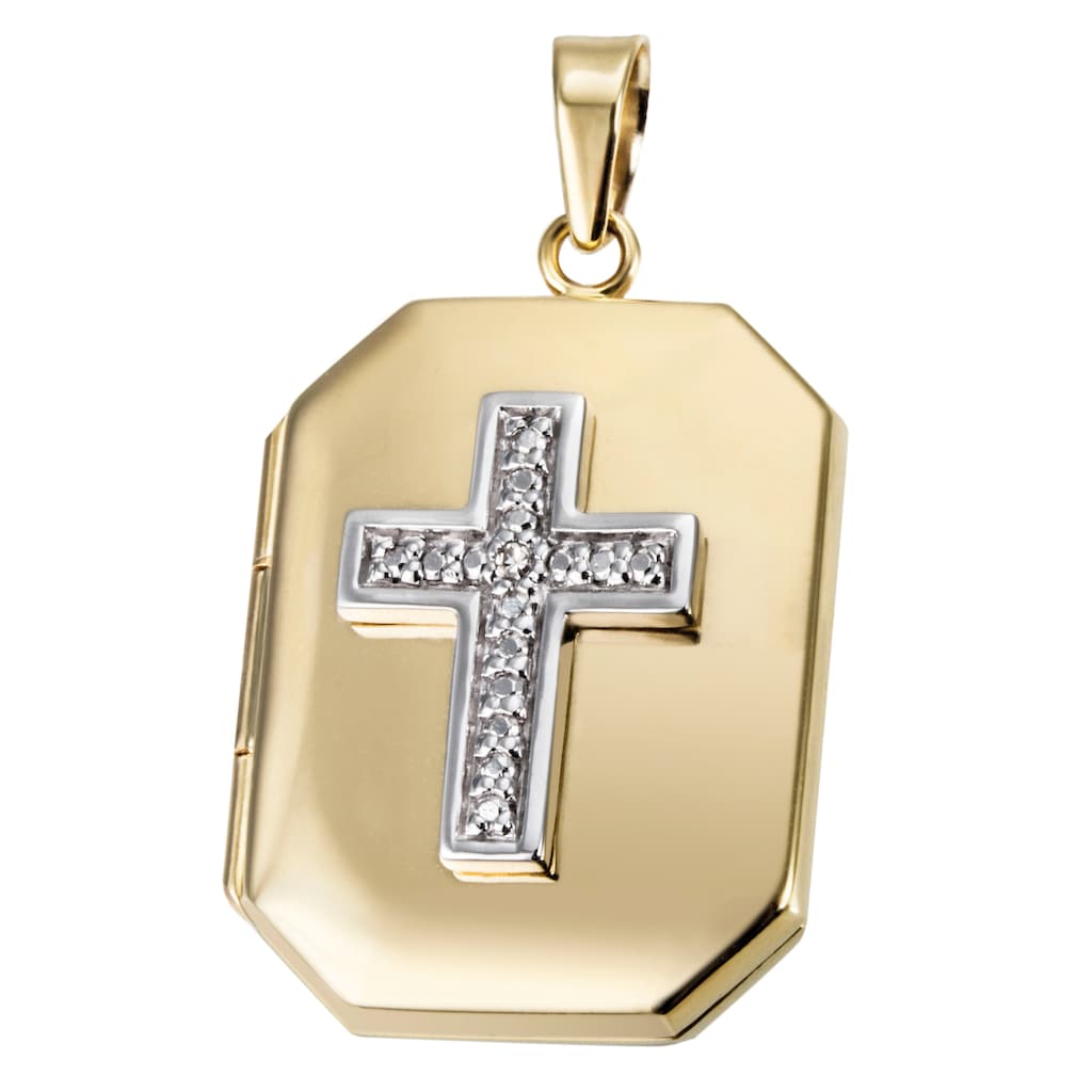 Firetti Medallionanhänger »Schmuck Geschenk Gold 375 Halsschmuck Anhänger Medaillon Kreuz«