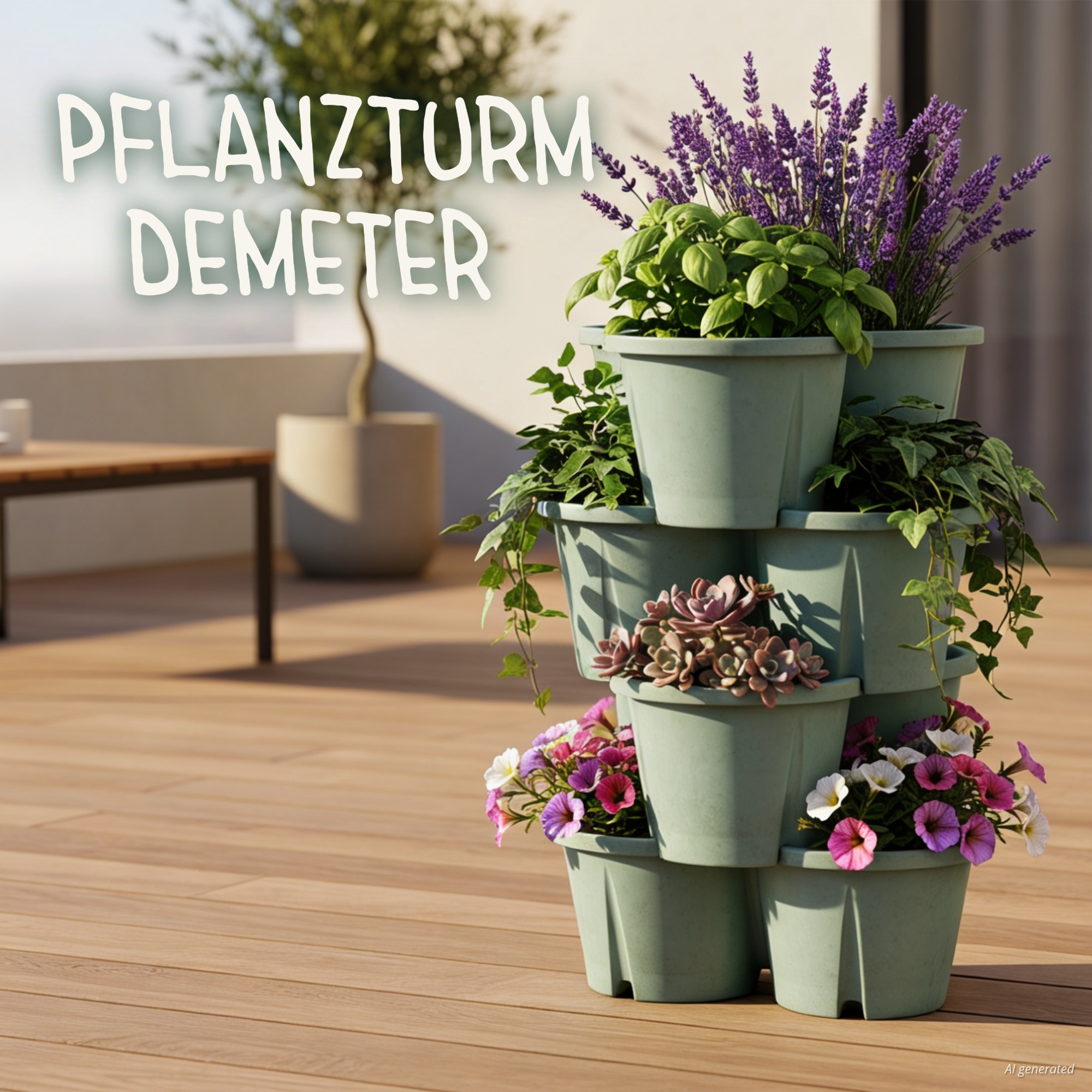 KHW Pflanzkübel »Pflanzturm Demeter« Vertikales Gärtnern auf kleinstem Raum, verschiedene Farben