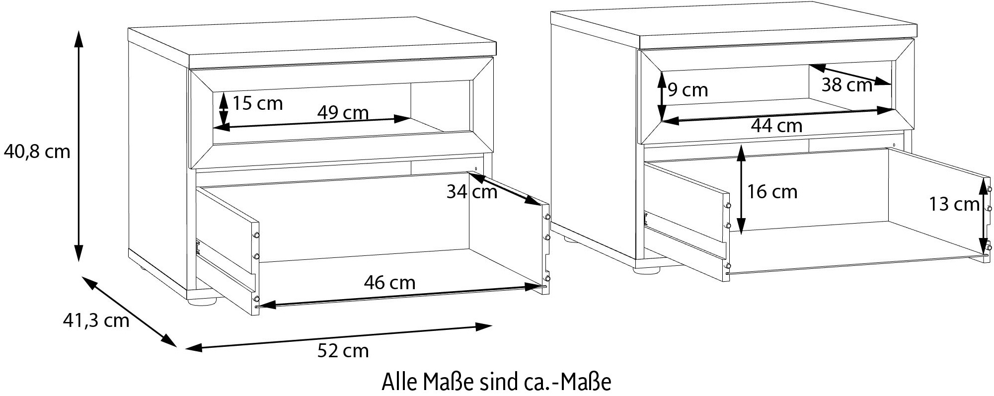 FORTE Nachtkommode »MAYACUS« Nachtkommode, Stauraum, Schublade, offenes Fach