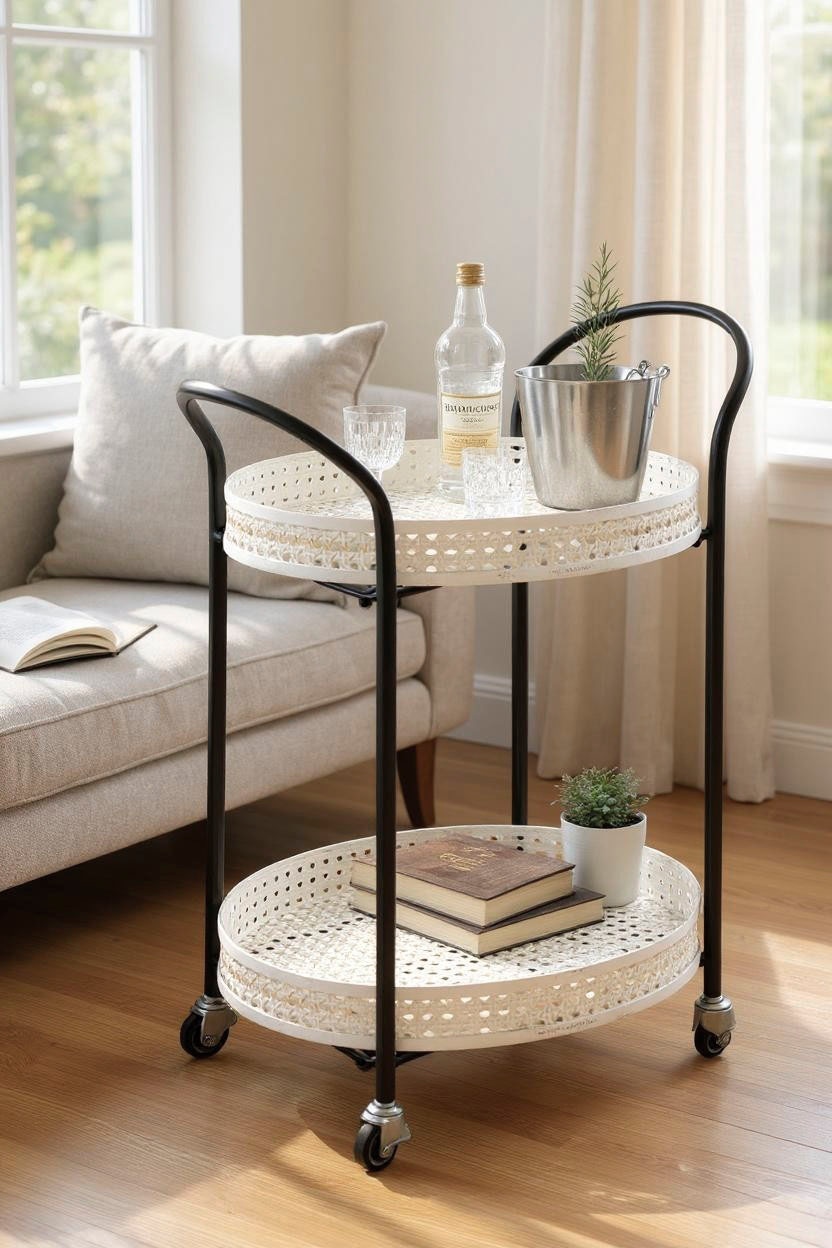 HAKU Servierwagen »Dinett, Kaffeetisch, Küchenwagen, Serviertisch, Teewagen, Trolley« 1 Stk. tlg. oval - aus Metall Weiß B/T/H 60/40/70 cm