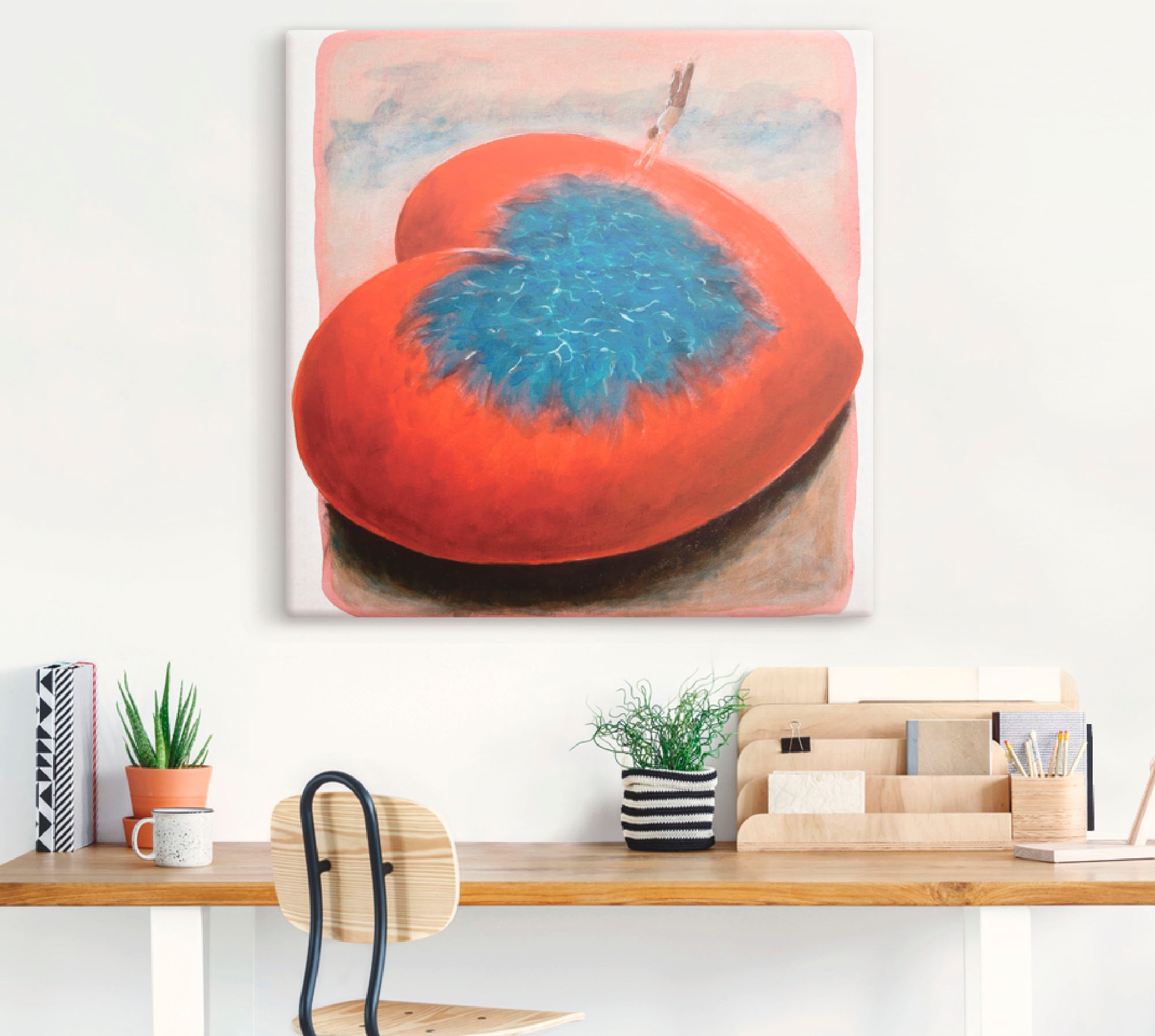 Artland Wandbild »Sprung ins kalte Wasser«, Herzen, (1 St.), als Leinwandbild, Wandaufkleber oder Poster in versch. Größen