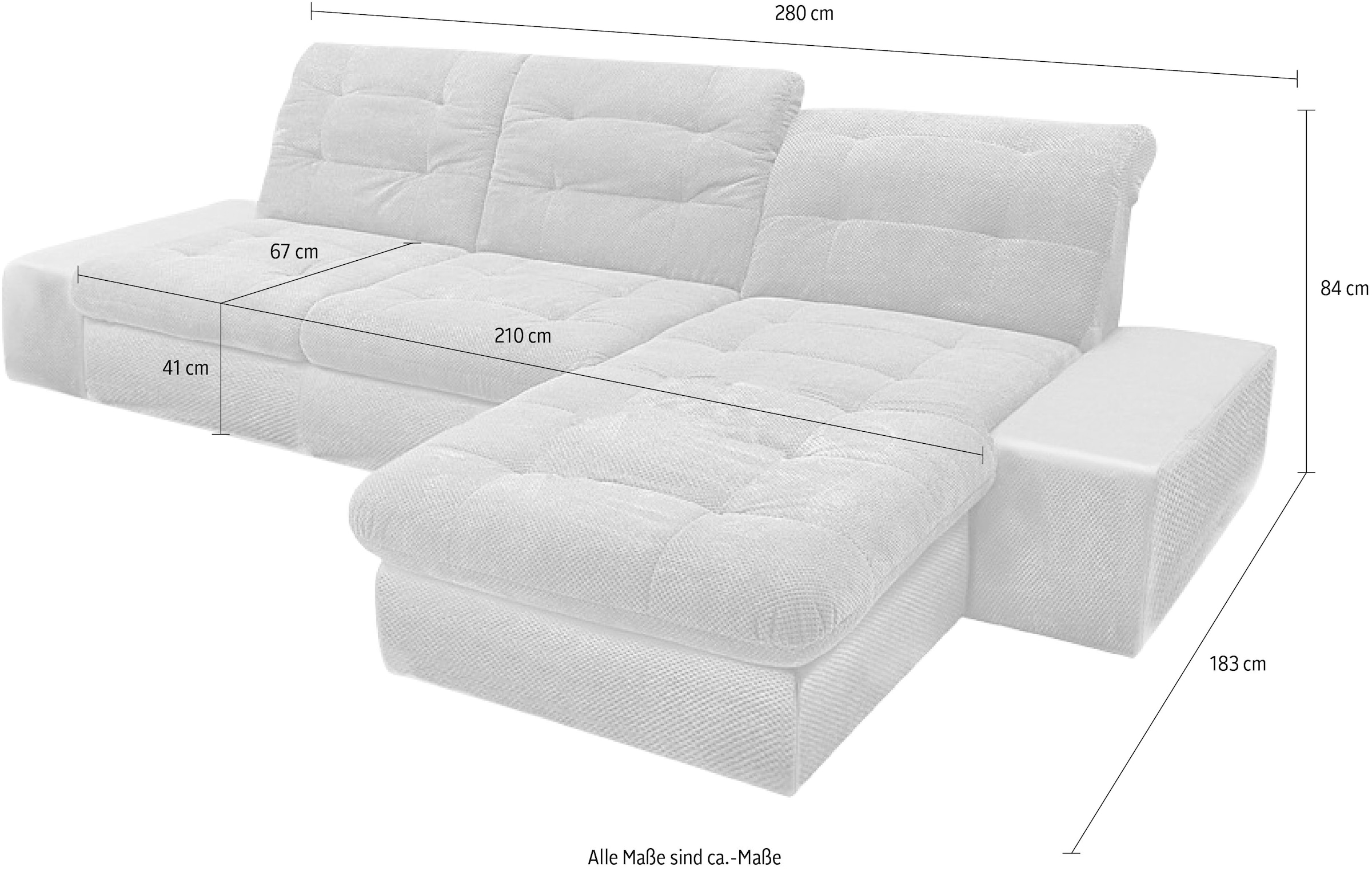 sit&more Ecksofa »Pale L-Form«, inklusive Kopfteilverstellung, wahlweise mit Bettfunktion