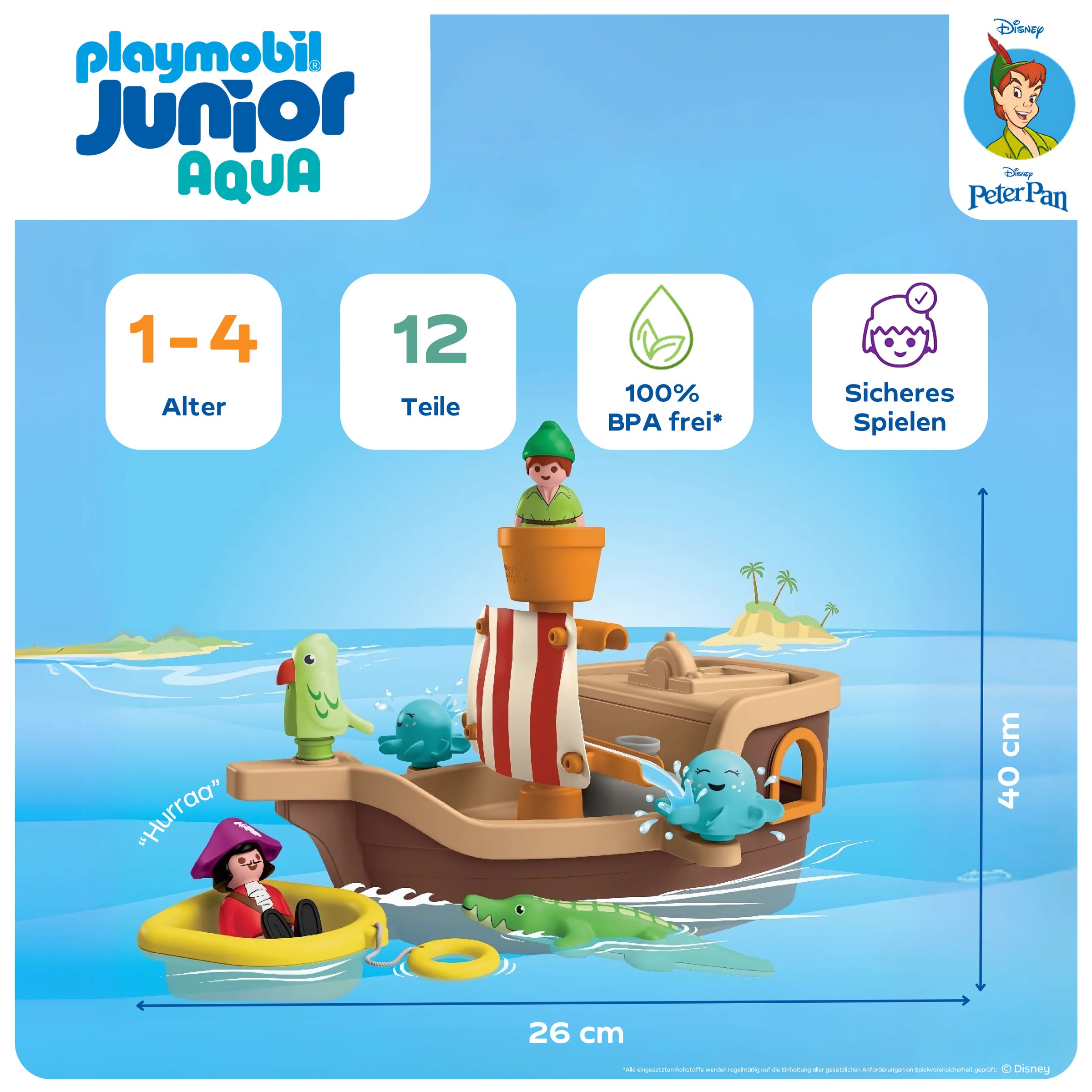 Playmobil® Konstruktions-Spielset »Peter Pans Piratenschiff mit Wasserspritzspaß (71769), JUNIOR & Disney«, (12 St.), Made in Europe