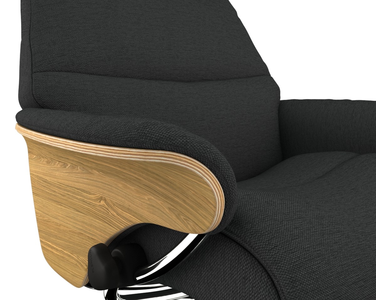 FLEXLUX Relaxsessel »Aarhus, Funktionsessel, Polstersessel, Armlehne, TV-Fernsehsessel,«, Relaxfunktion & Kopf- Rückenverstellung, Armlehne Eiche, Fuß Alu