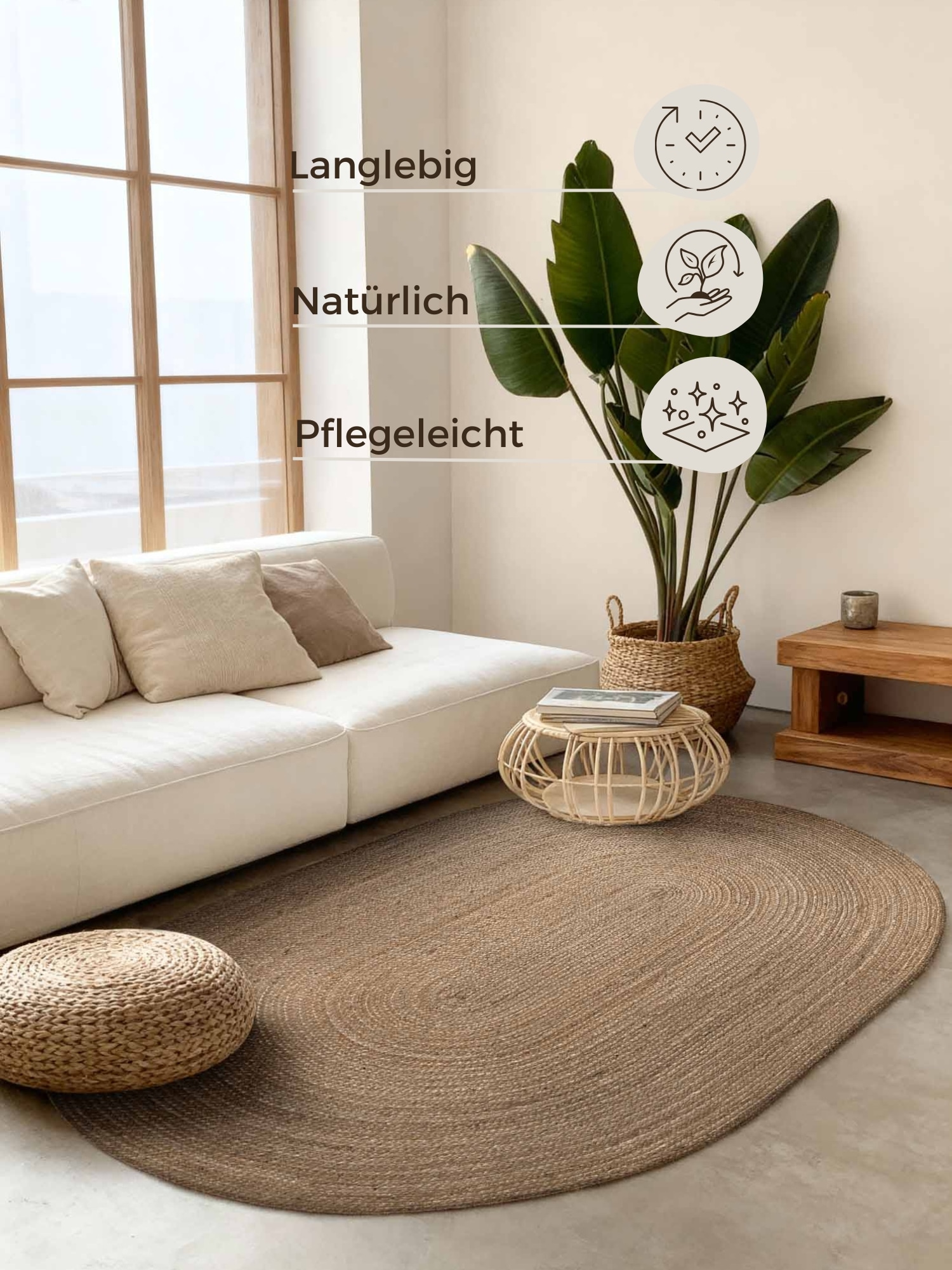 HANSE Home Teppich »Rangpur Juteteppich« oval 10 mm Höhe Handgewebt, 100% Jute , Natur, Wohnzimmer, Flur, Boho, Skandi
